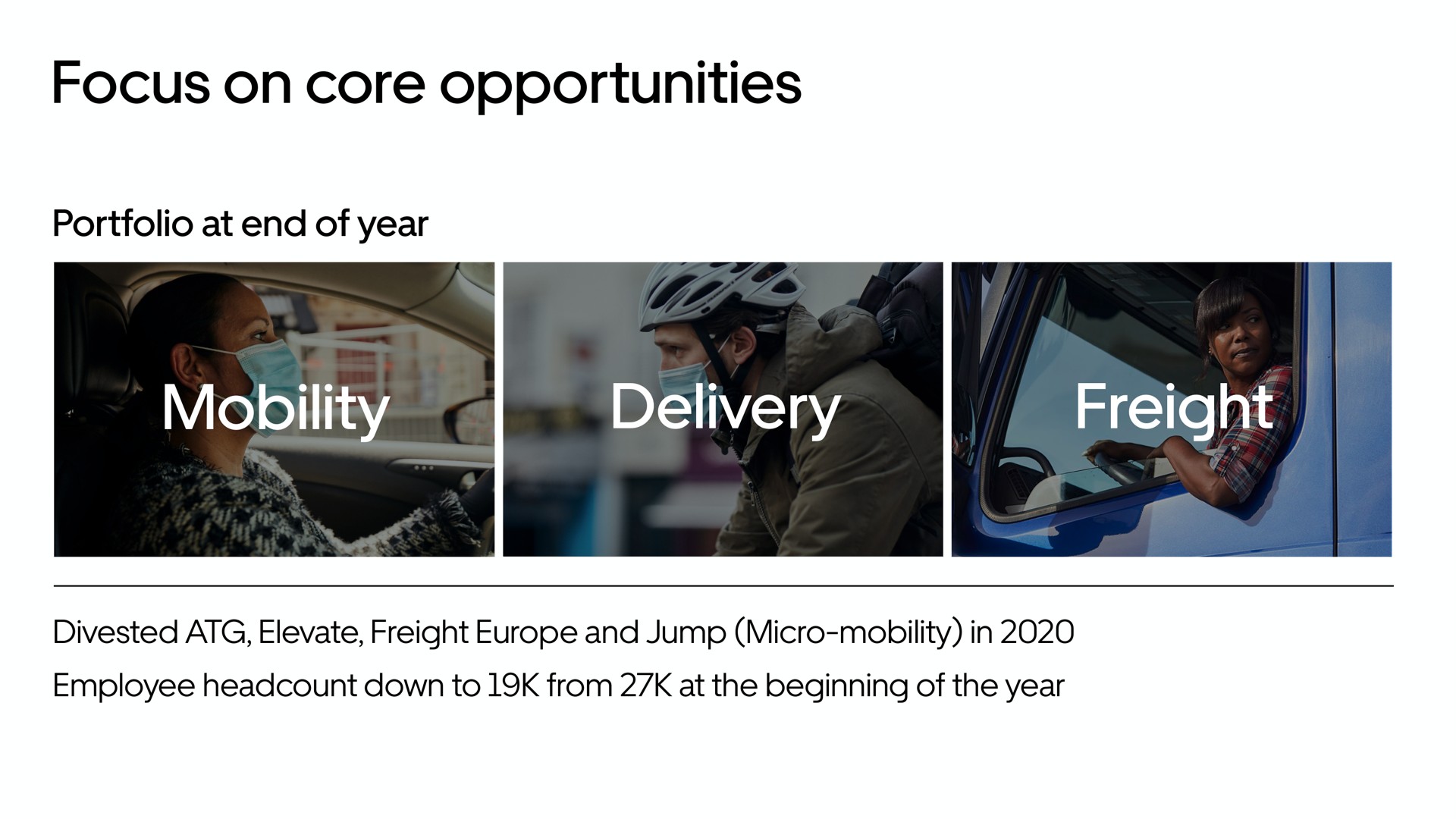 focus on core opportunities mobility delivery freight eel | Uber
