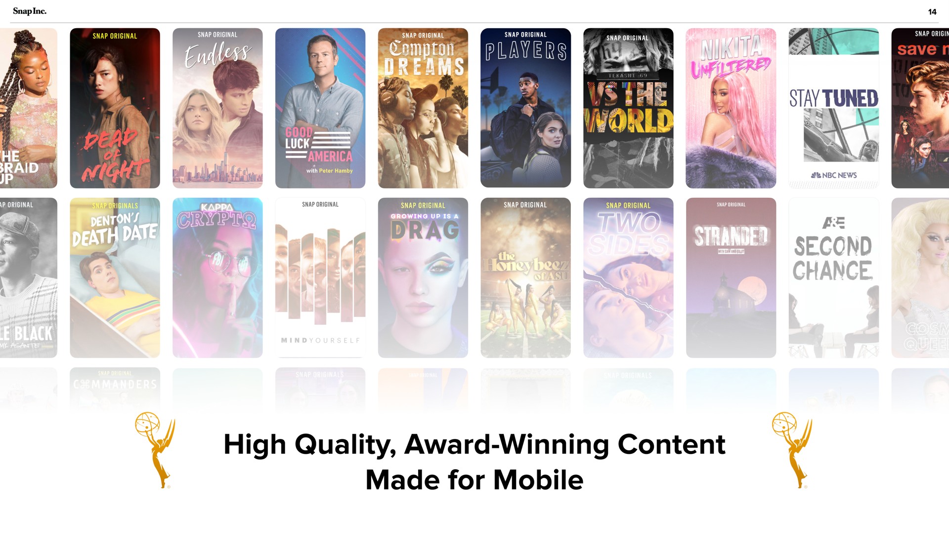 a stay tuned i second high quality award winning content made for mobile | Snap Inc