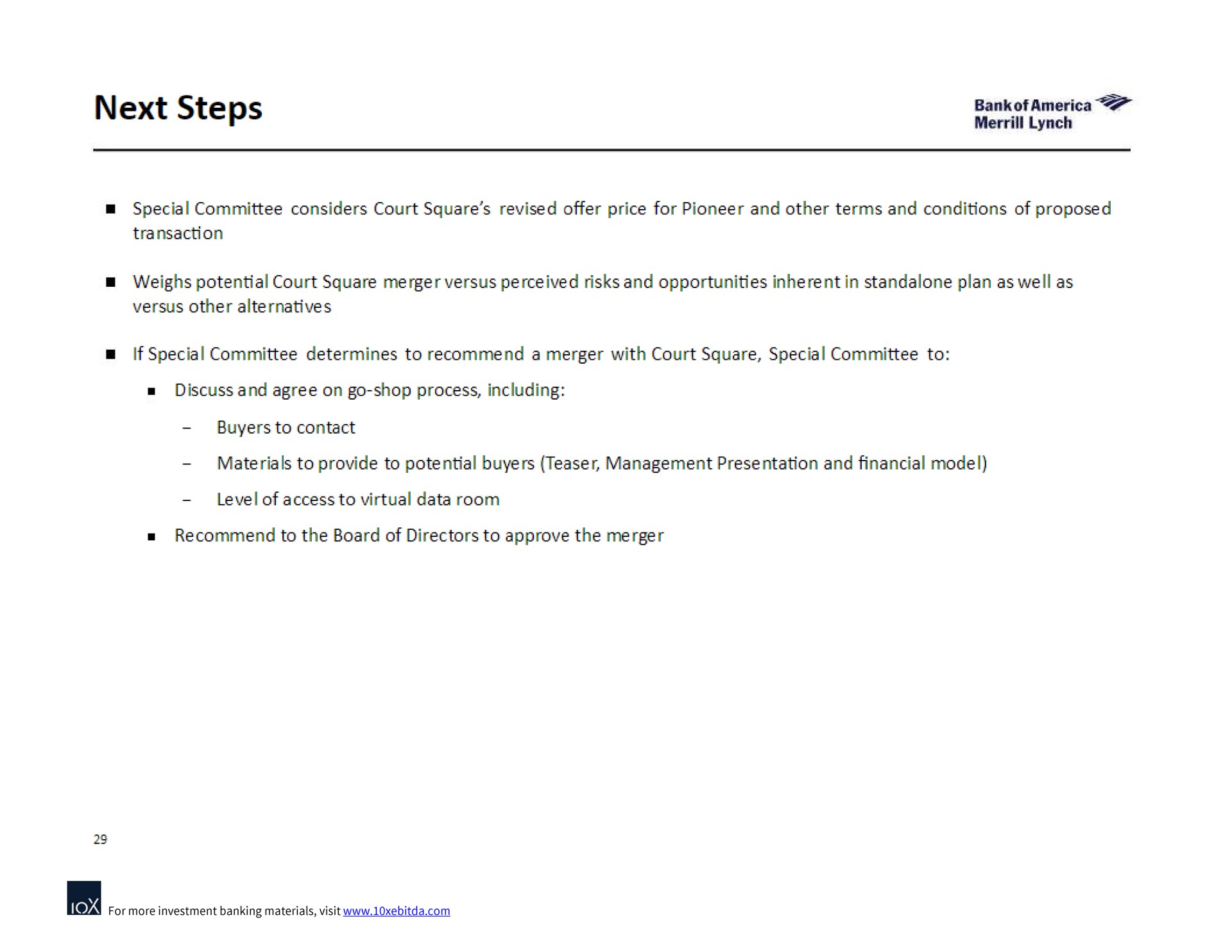 next steps | Bank of America
