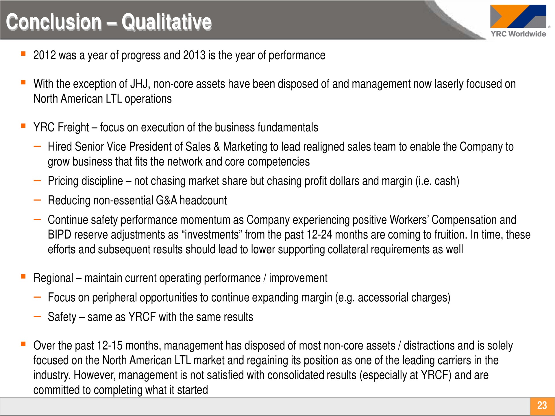 conclusion qualitative | Yellow Corporation