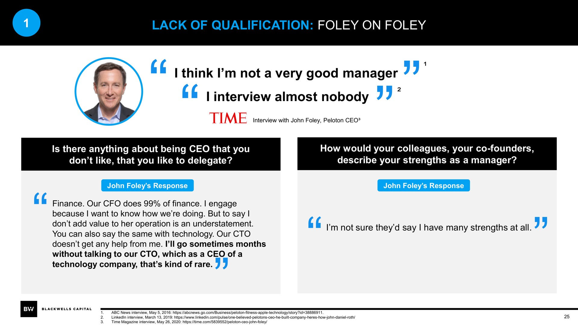 lack of qualification on i think i not a very good manager i interview almost nobody | Blackwells Capital