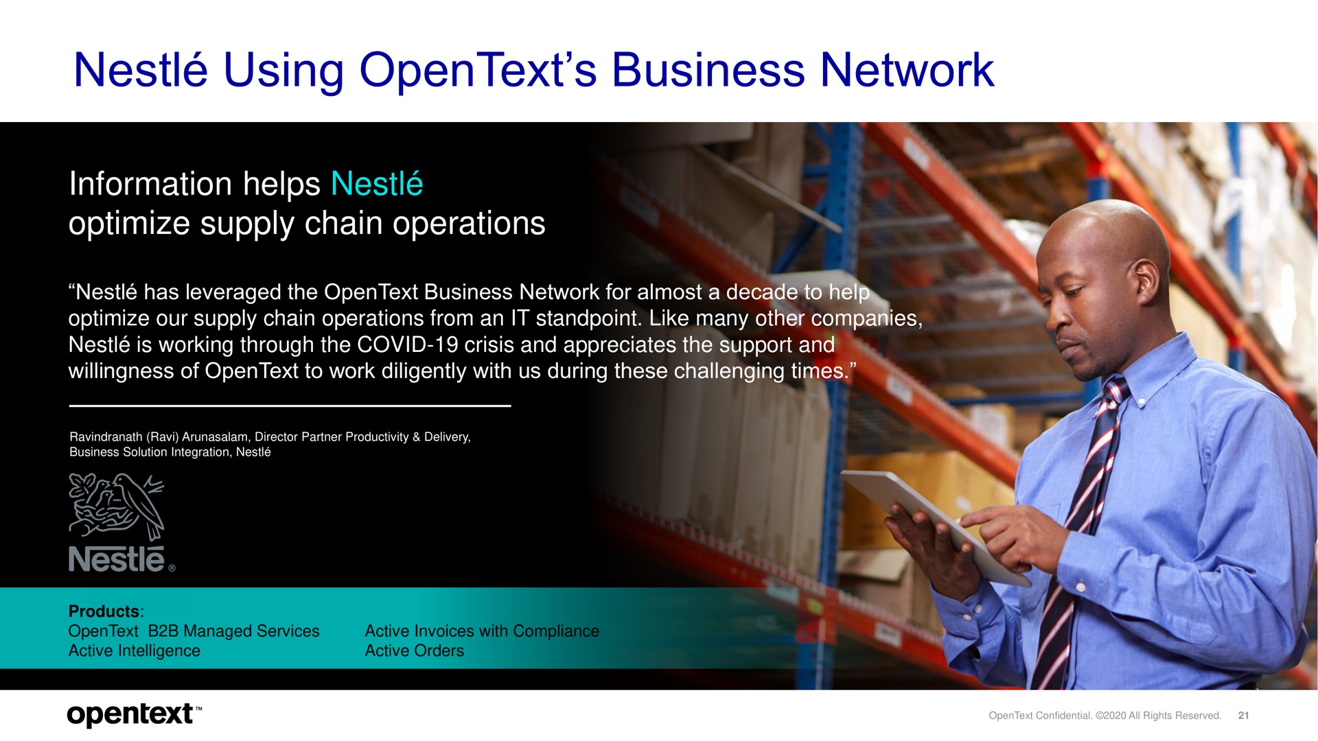 using business network nestle | OpenText