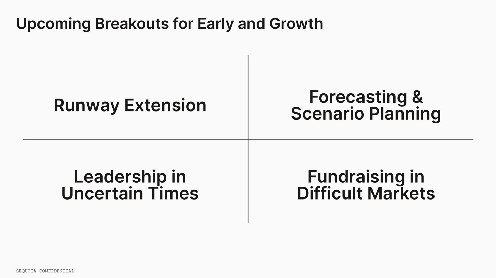 upcoming breakouts for early and growth runway extension forecasting scenario planning leadership in uncertain times in difficult markets | Sequoia Capital