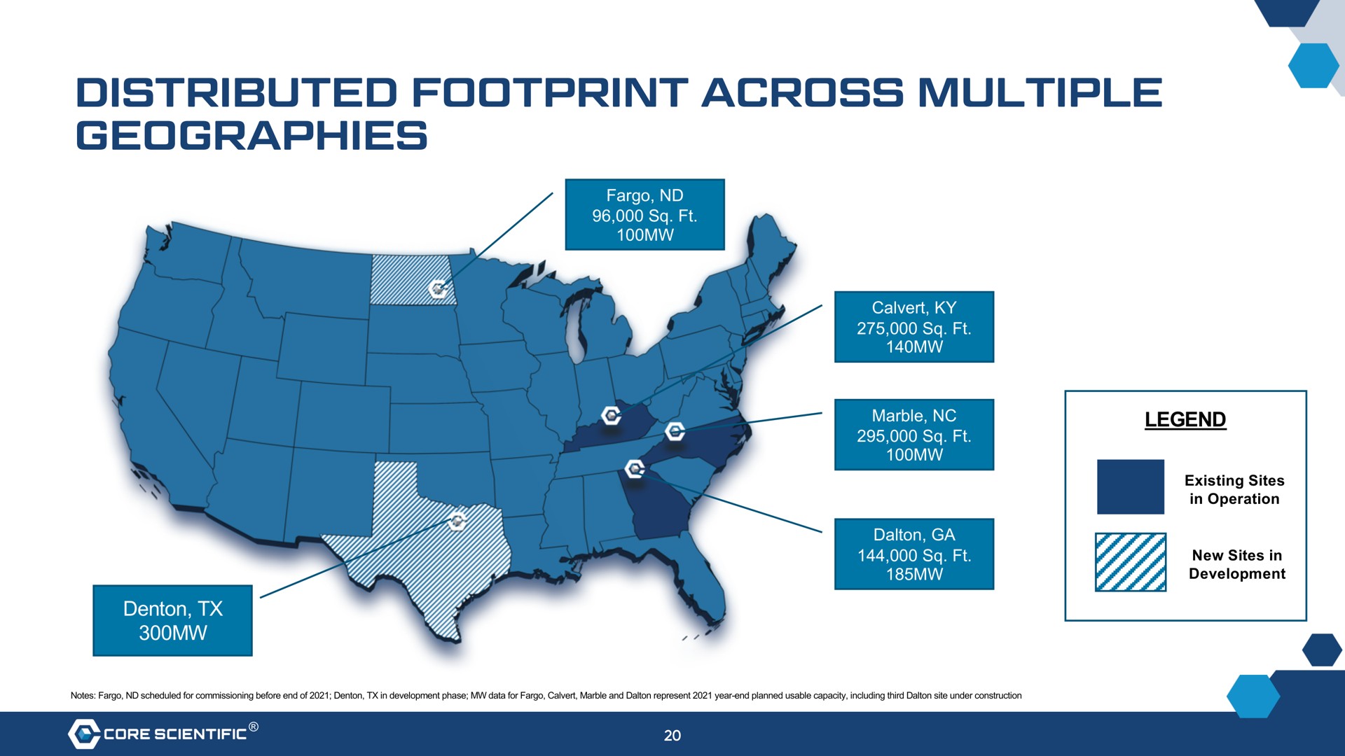 distributed footprint across multiple geographies a | Core Scientific