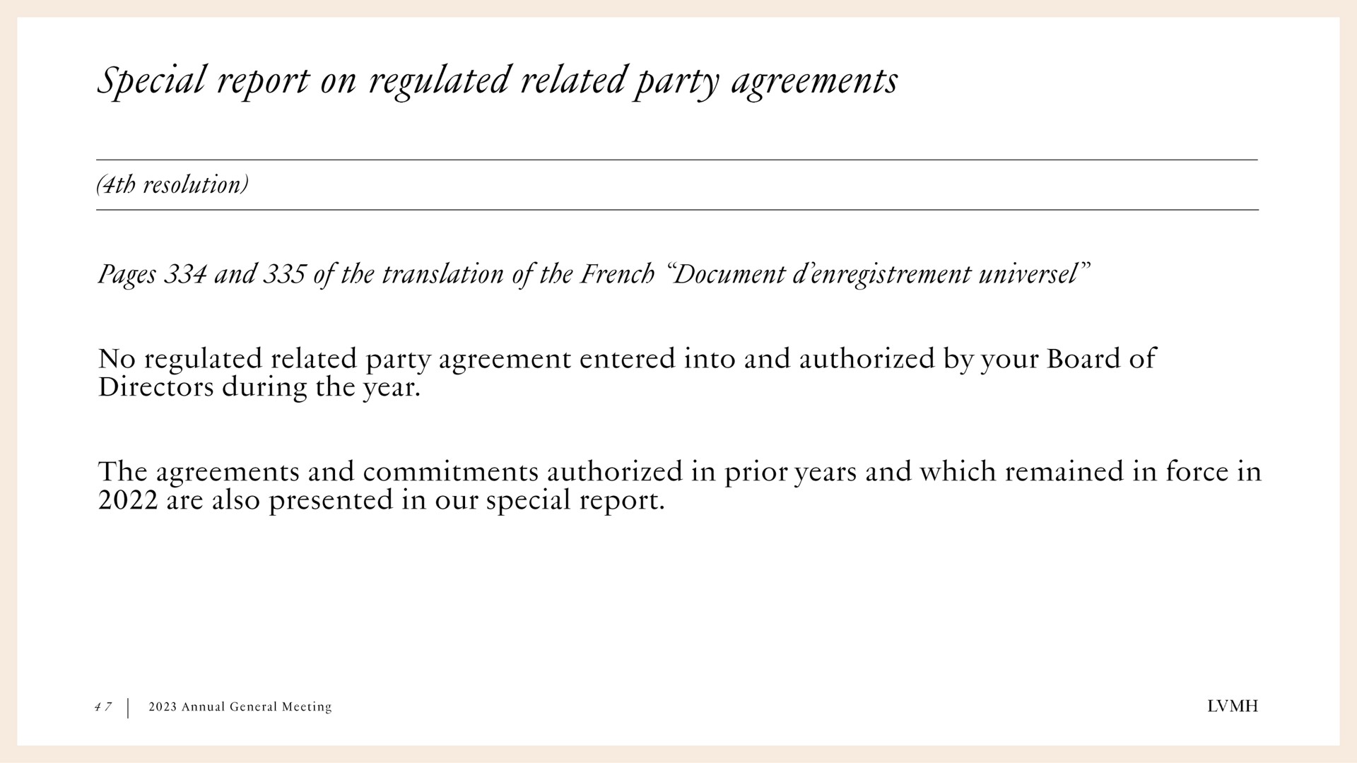 special report on regulated related party agreements | LVMH