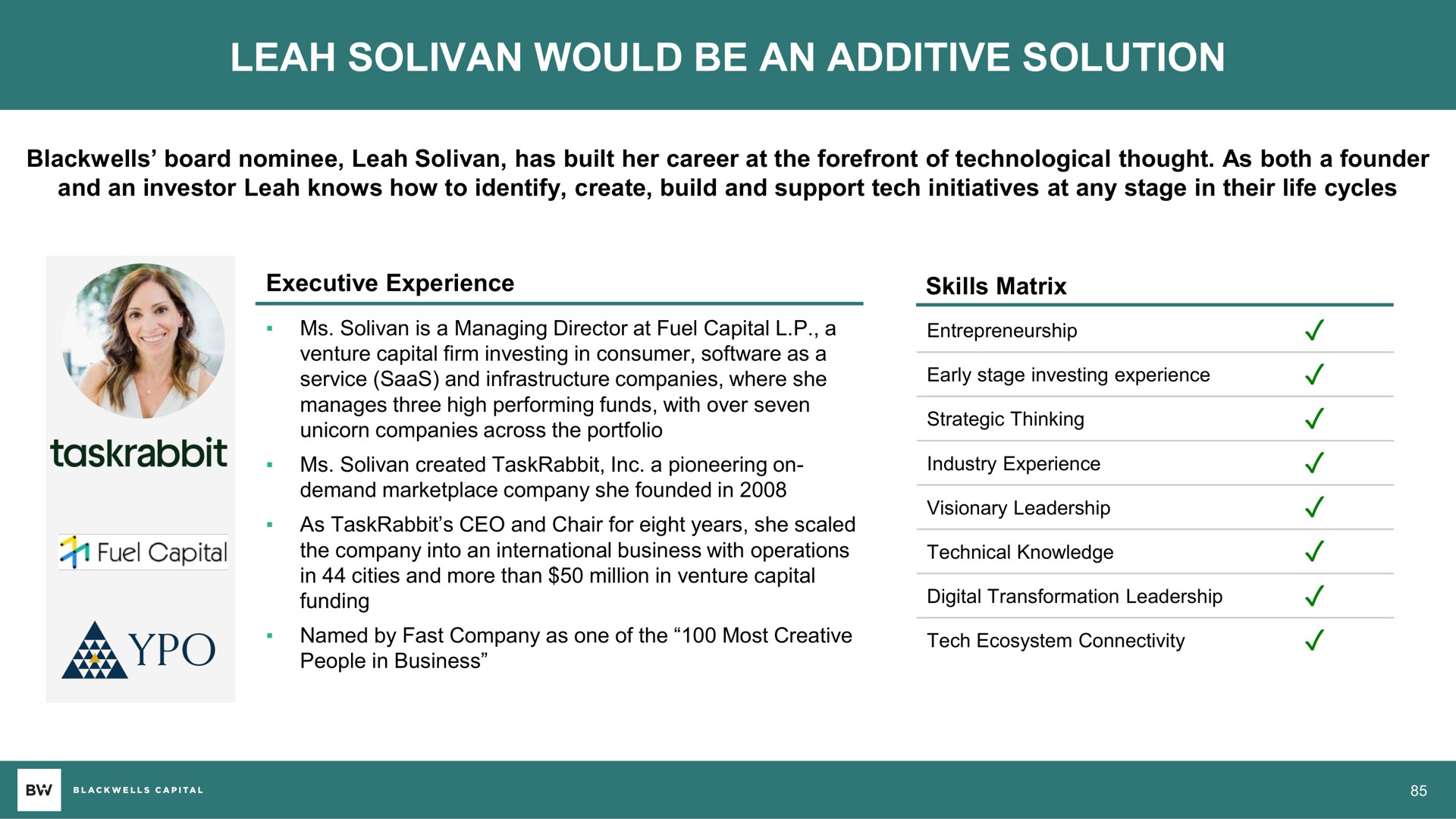 would be an additive solution | Blackwells Capital
