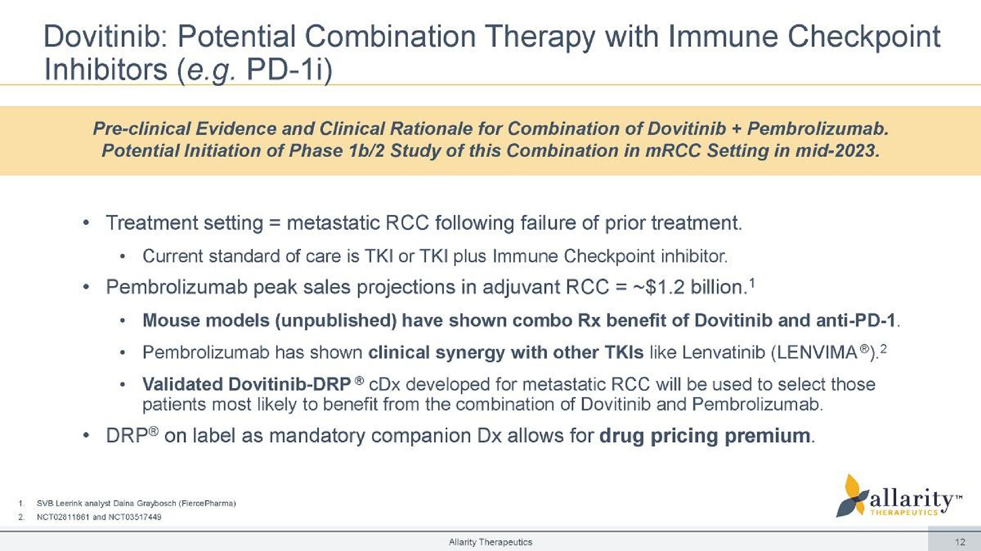 potential combination therapy with immune inhibitors i | Allarity Therapeutics