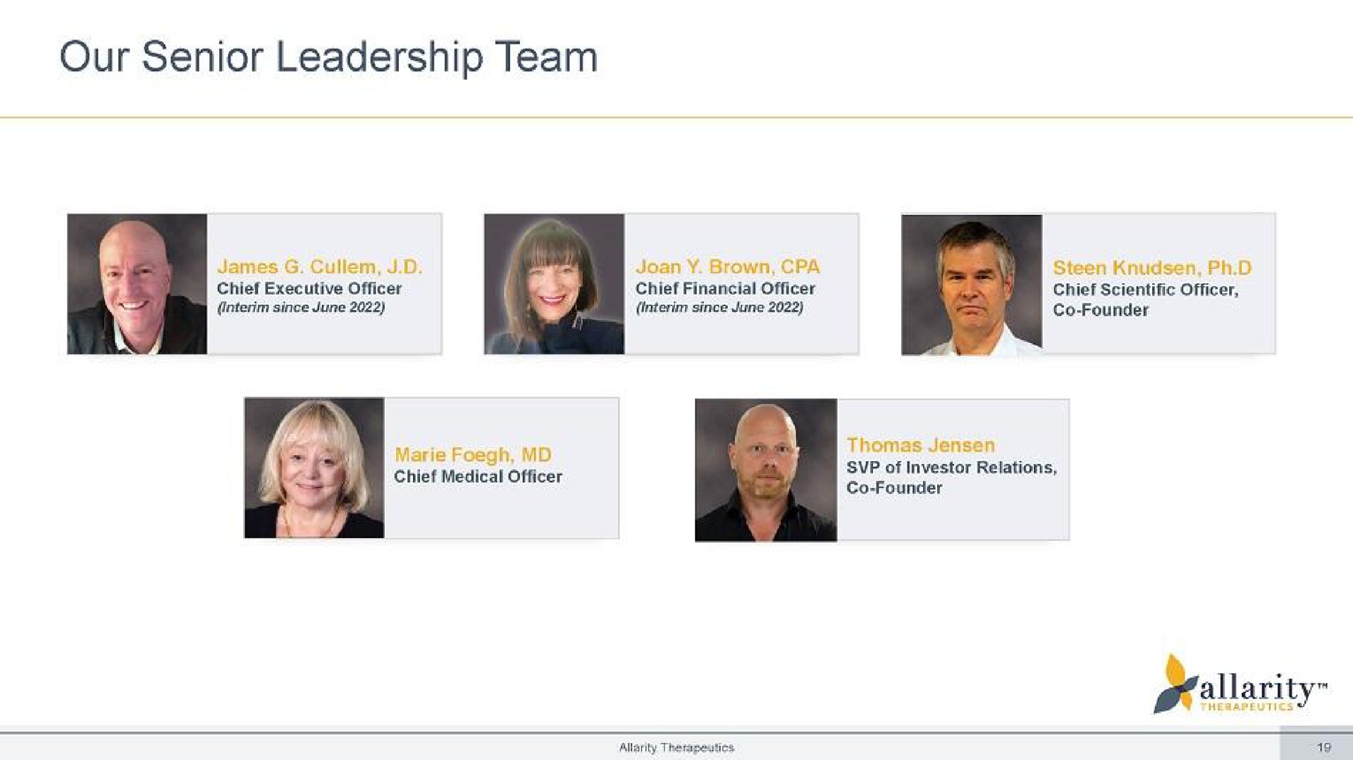 our senior leadership team | Allarity Therapeutics
