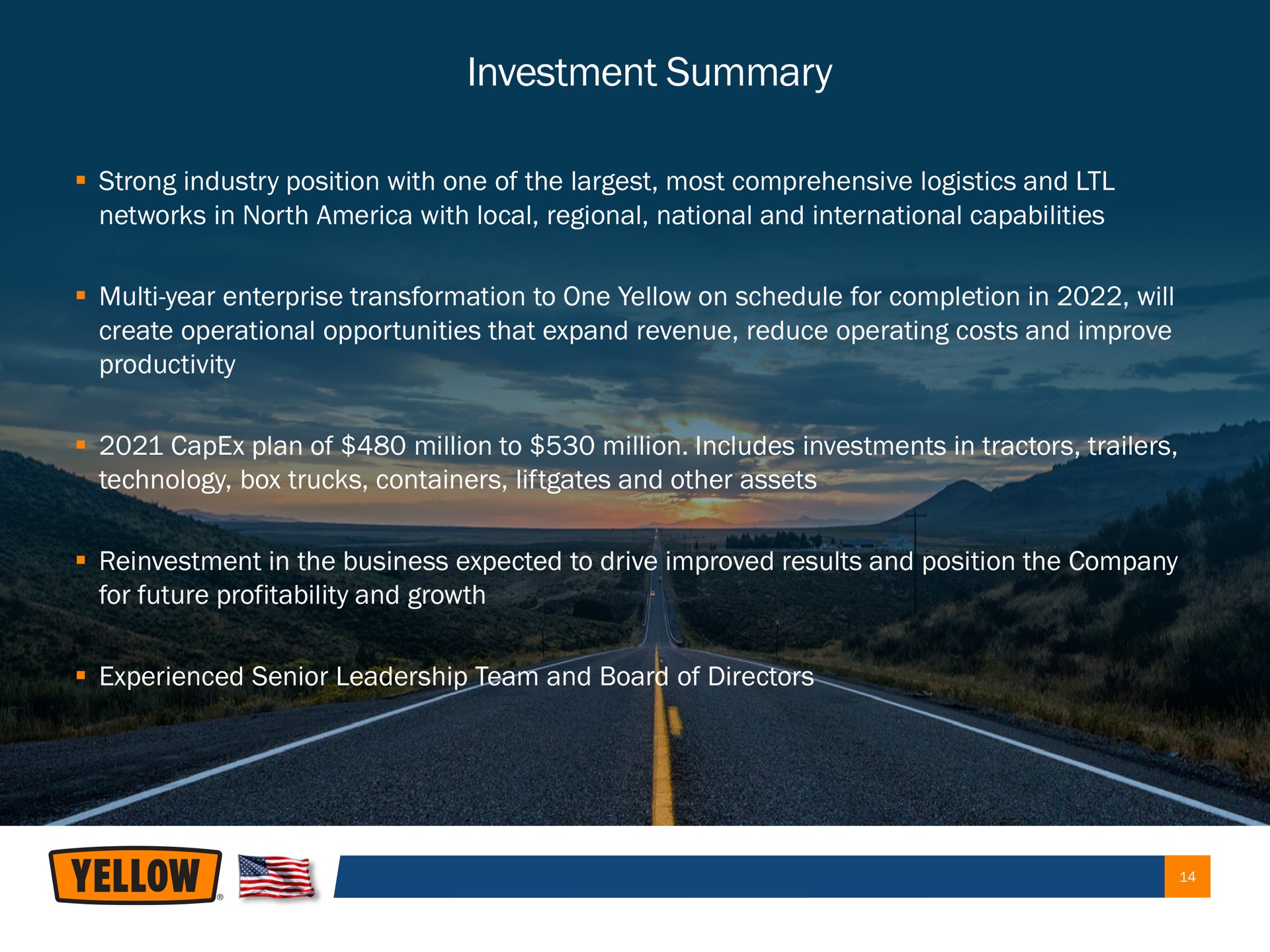 investment summary | Yellow Corporation