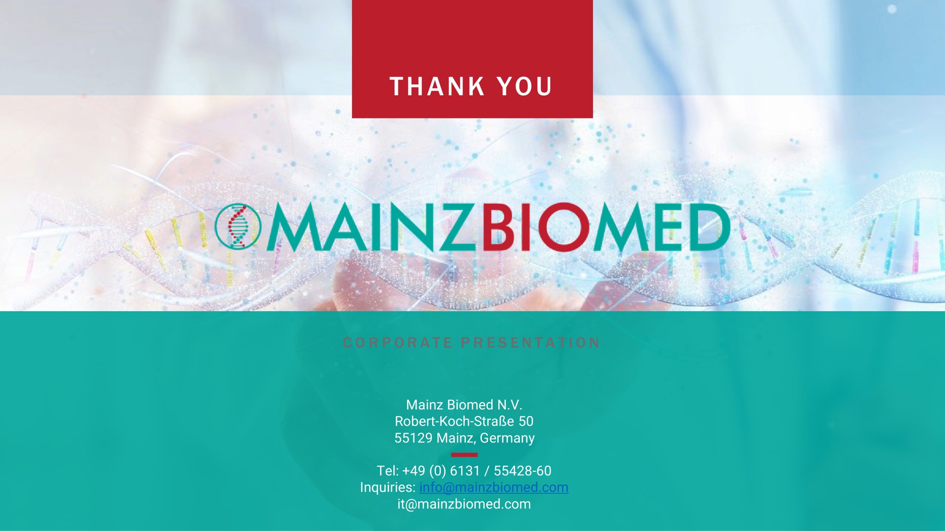 a a thank you | Mainz Biomed NV