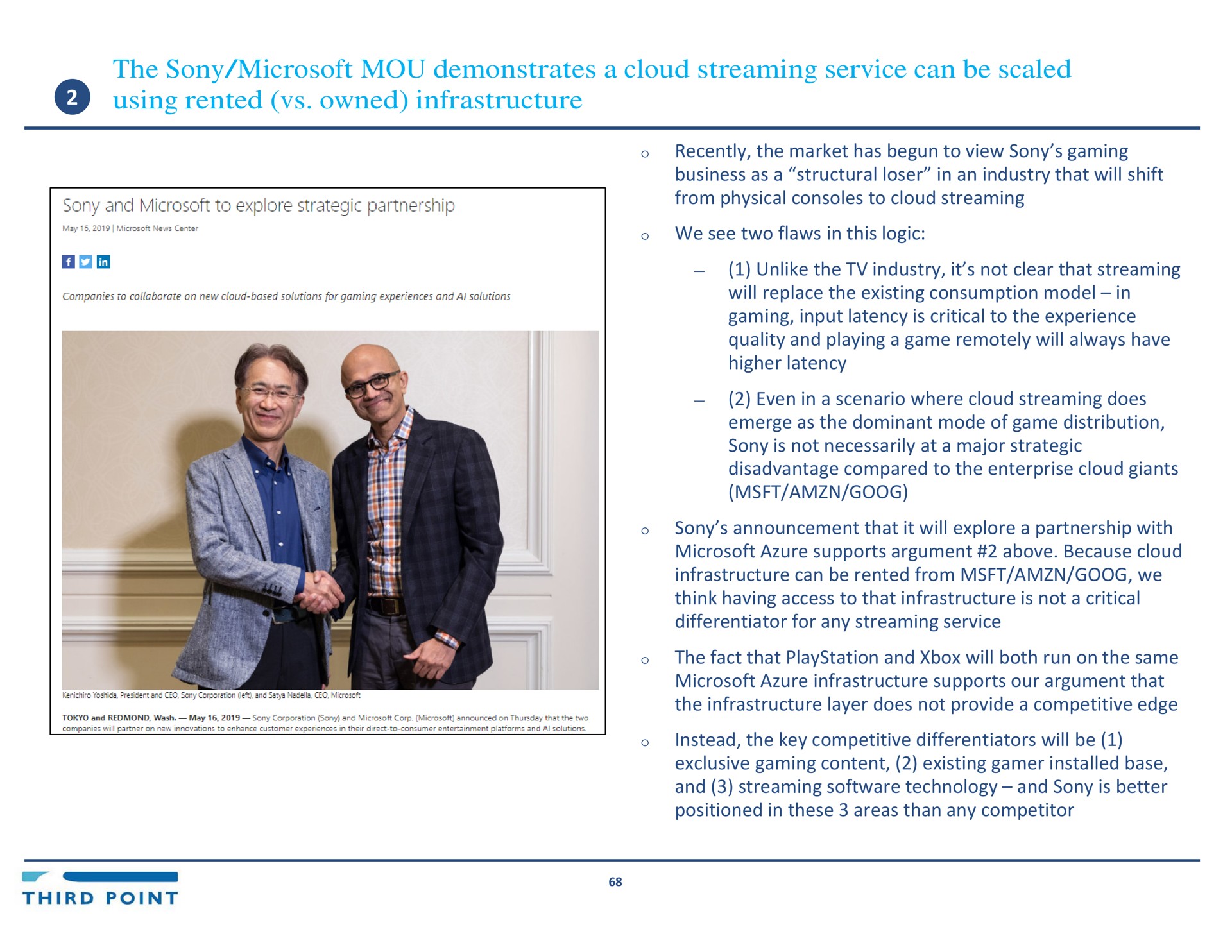 the mou demonstrates a cloud streaming service can be scaled using rented owned infrastructure | Third Point Management
