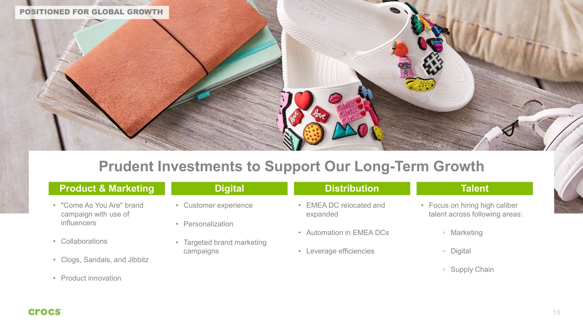 prudent investments to support our long term growth term | Crocs