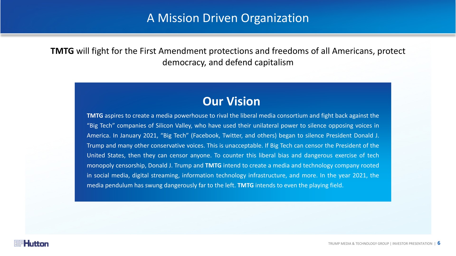a mission driven organization our vision | TMTG