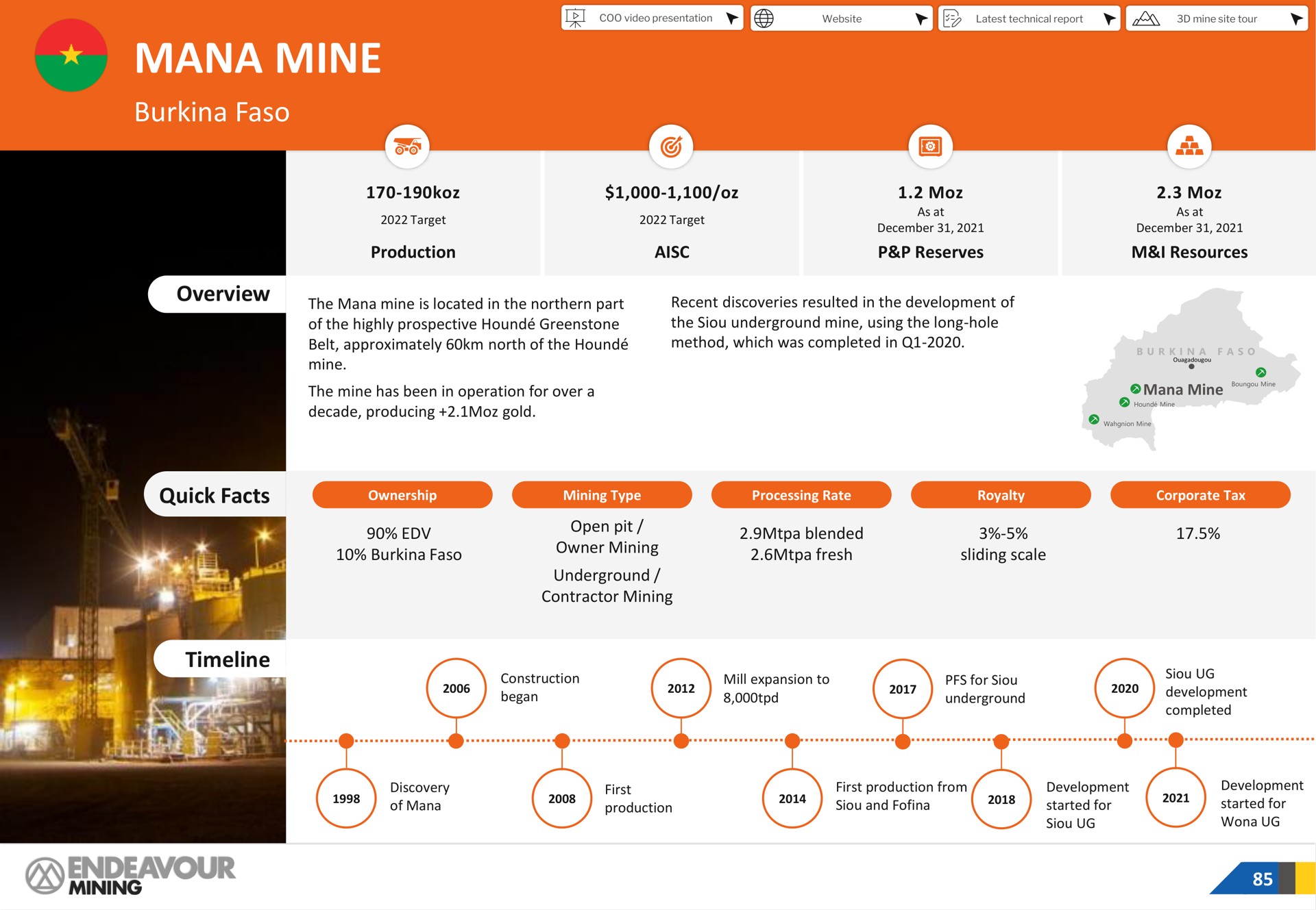 mana mine mining | Endeavour Mining