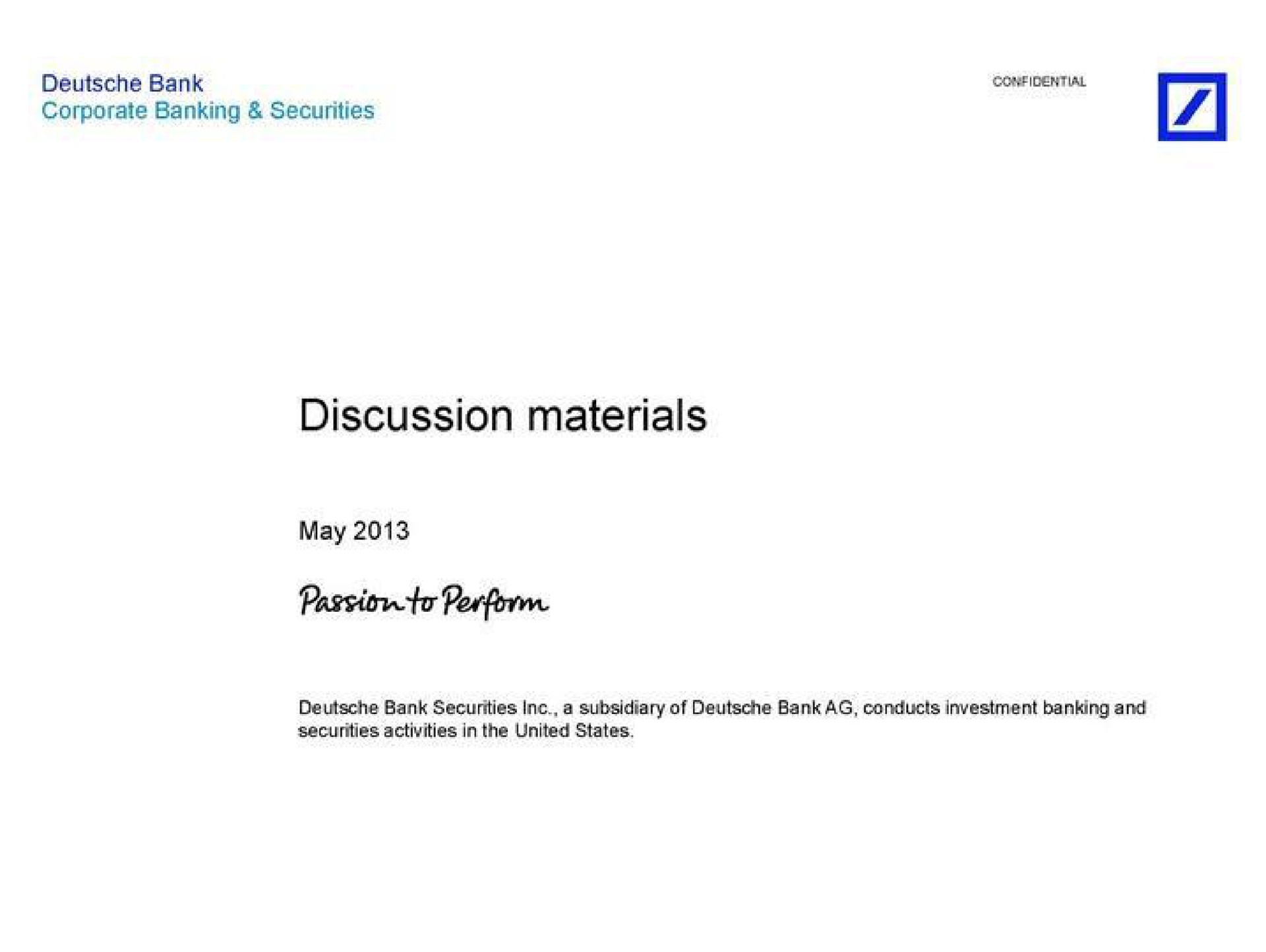 discussion materials passion perform | Deutsche Bank