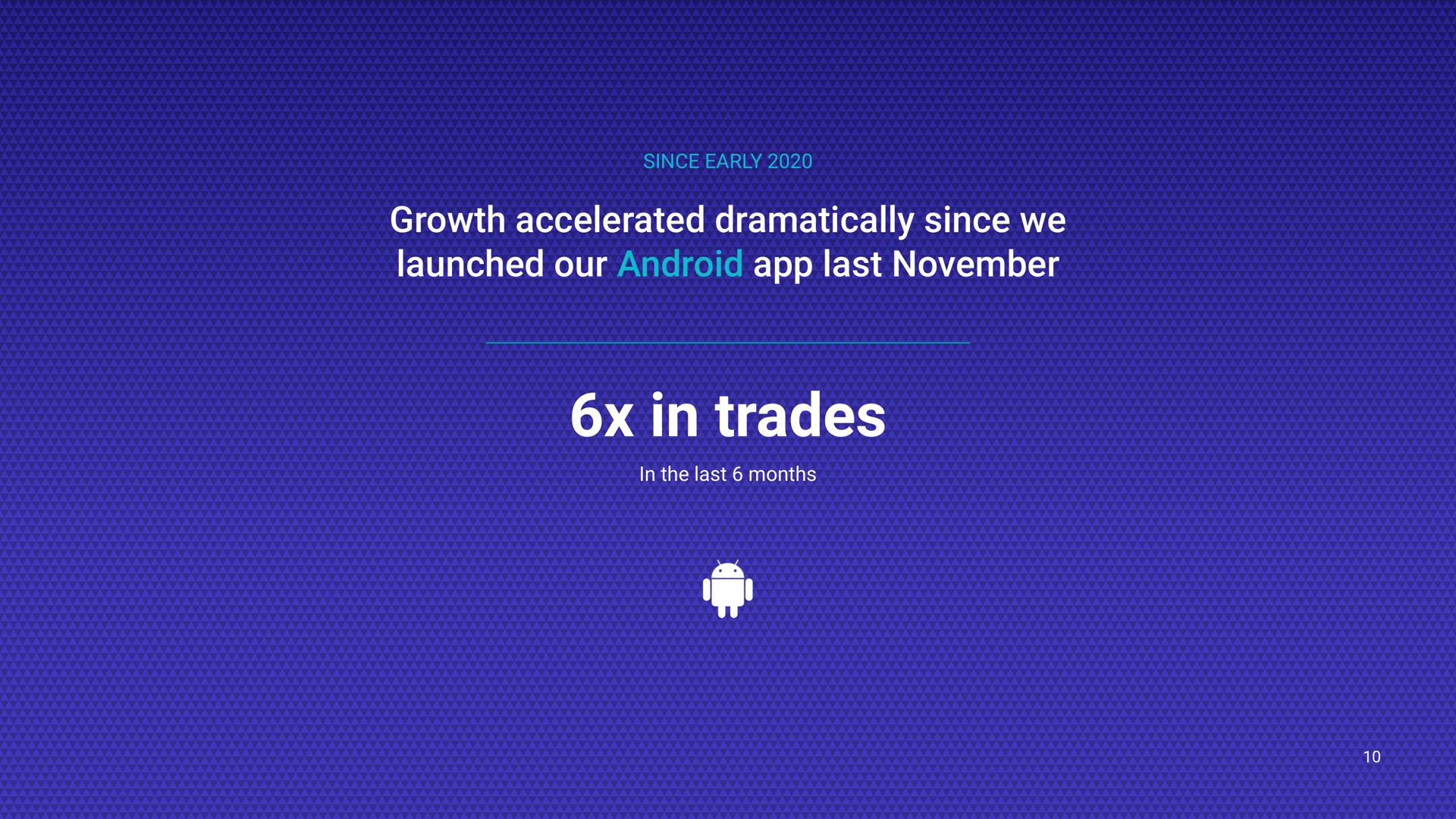 since early growth accelerated dramatically since we launched our android last in trades in the last months on | Voyager Digital