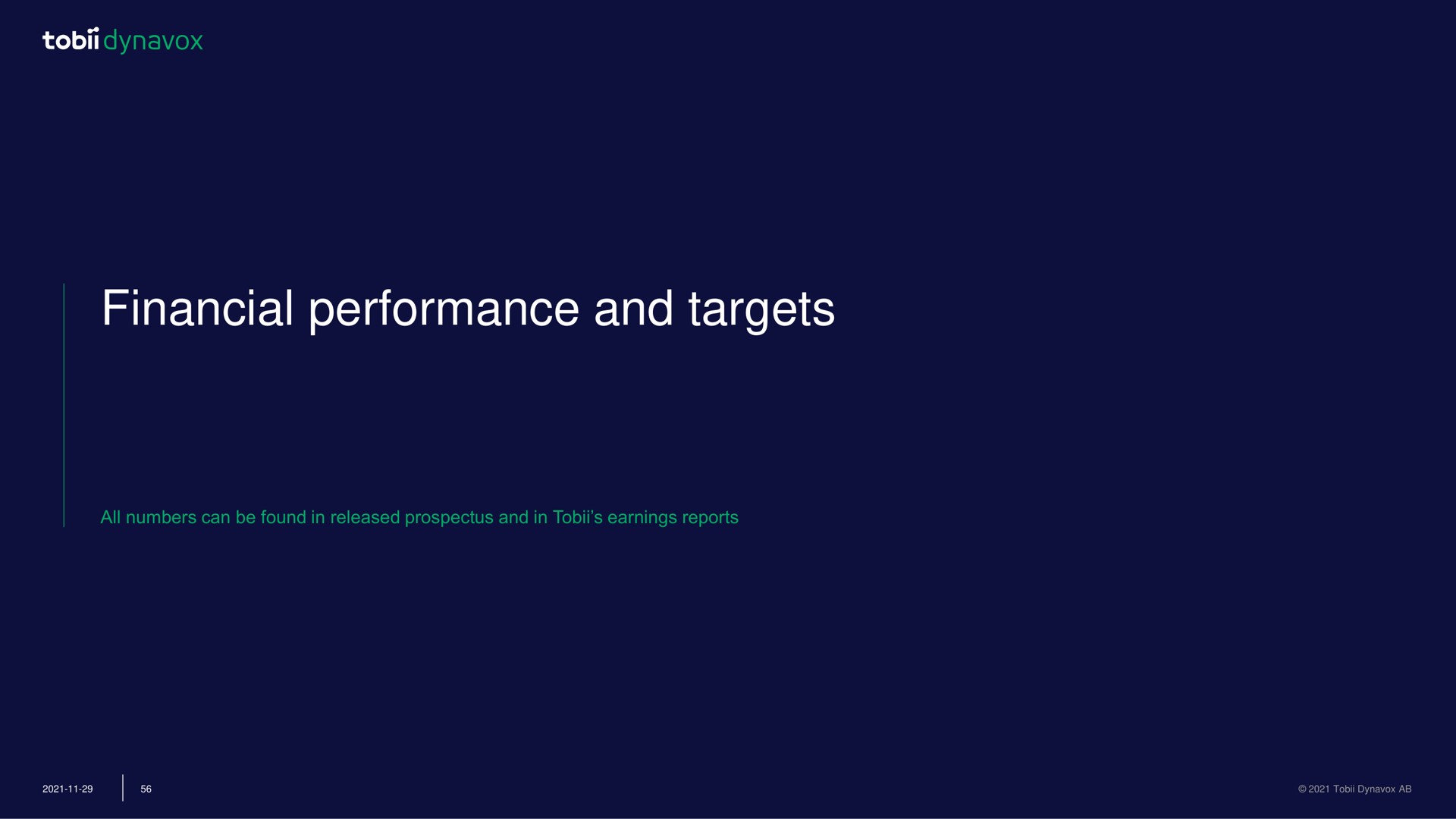 financial performance and targets | Tobii Dynavox