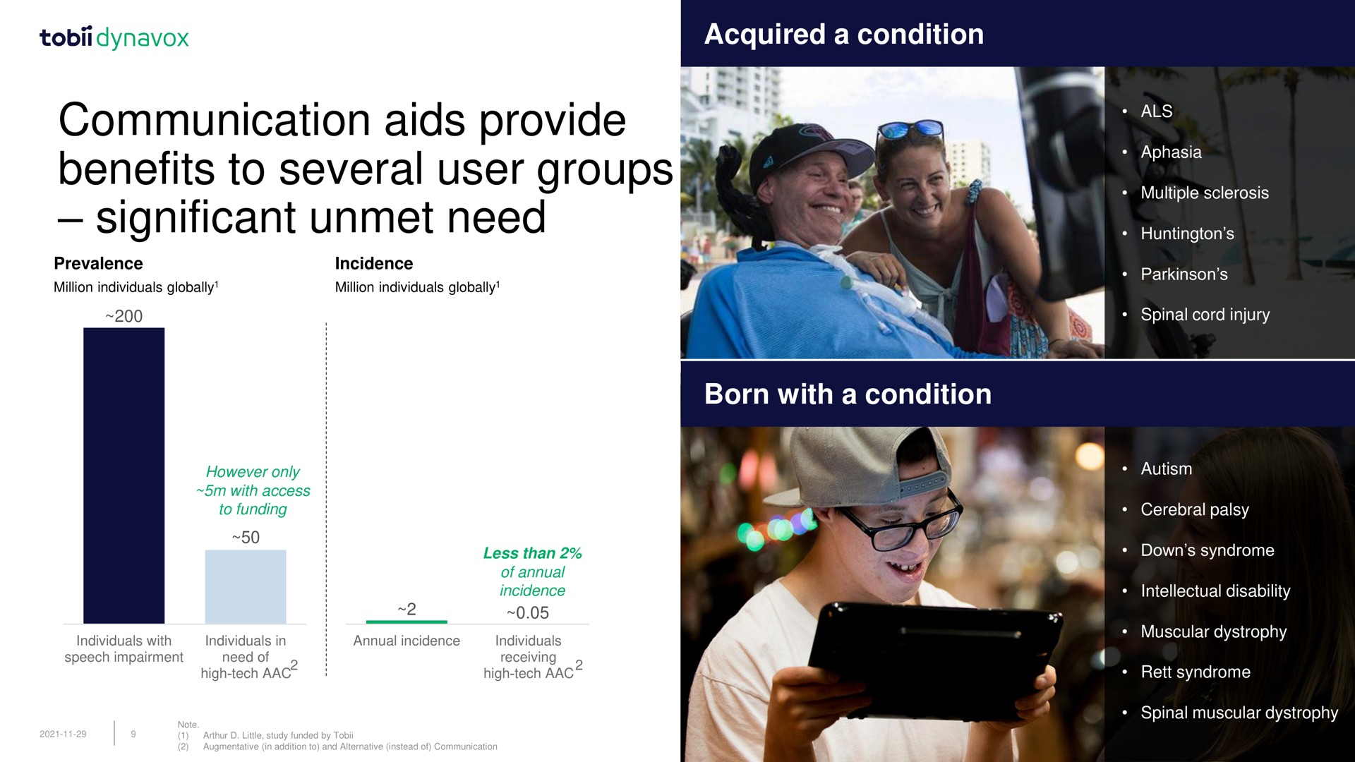 communication aids provide benefits to several user groups significant unmet need acquired a condition born with a condition | Tobii Dynavox