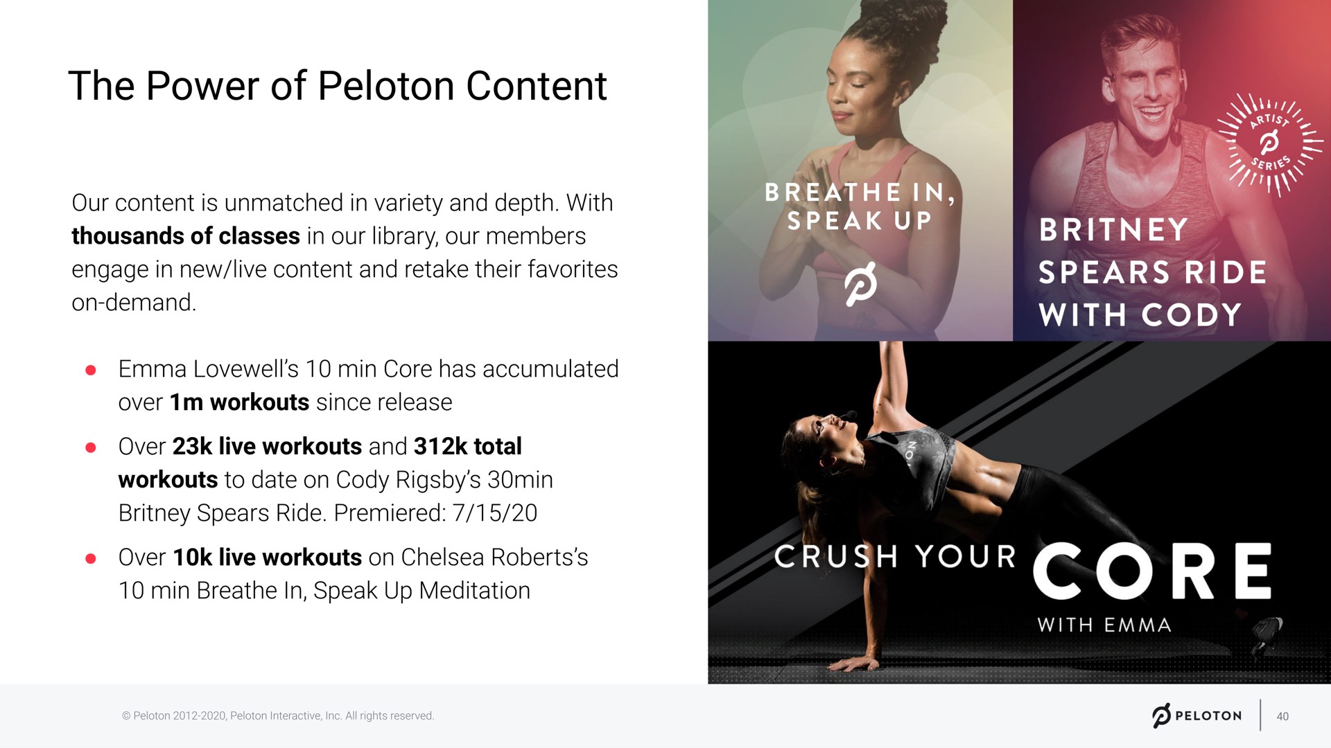 the power of peloton content thousands of classes workouts live workouts total workouts live workouts great street spears ride with | Peloton