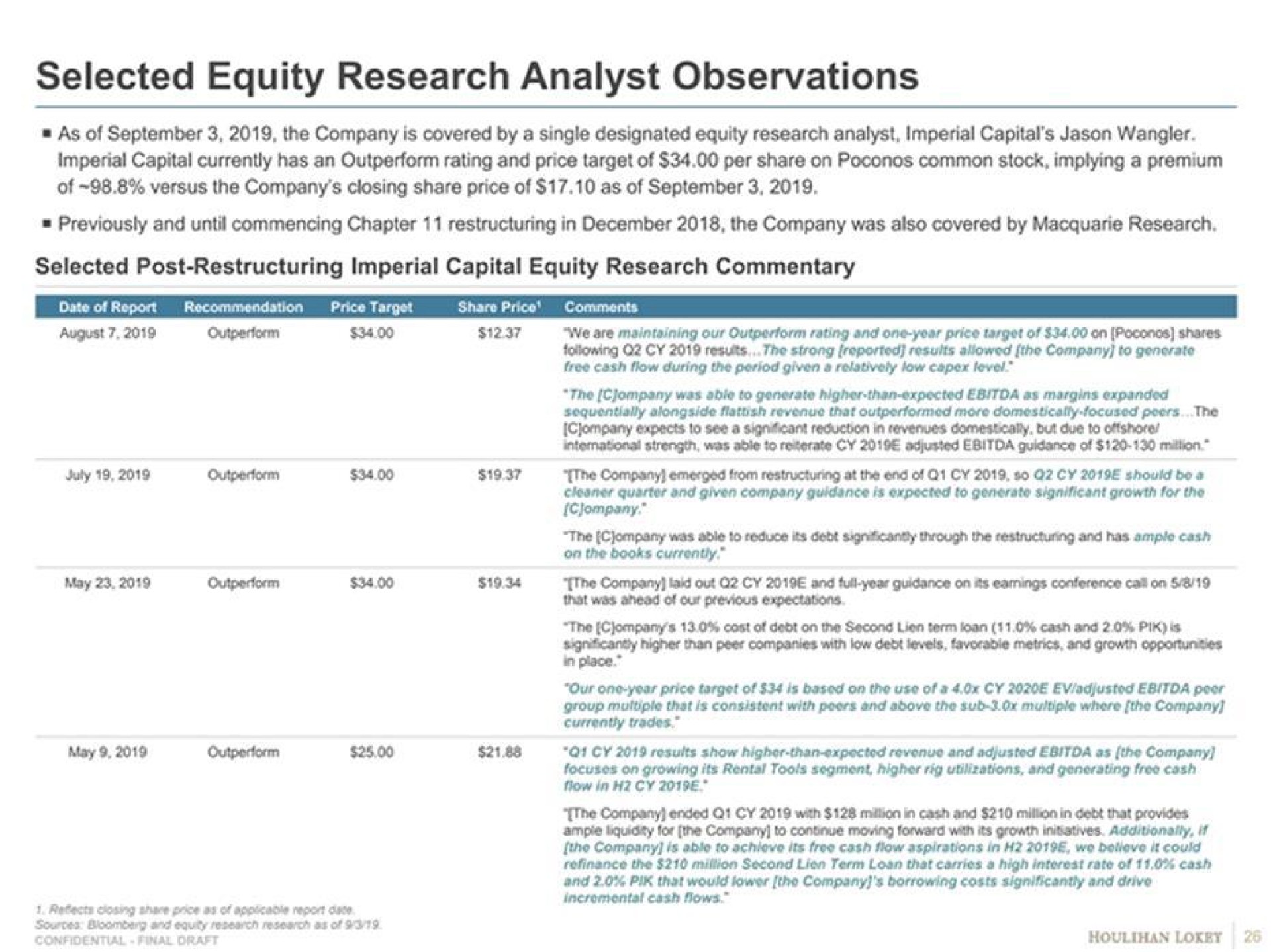 selected equity research analyst observations selected post imperial capital equity research commentary | Goldman Sachs