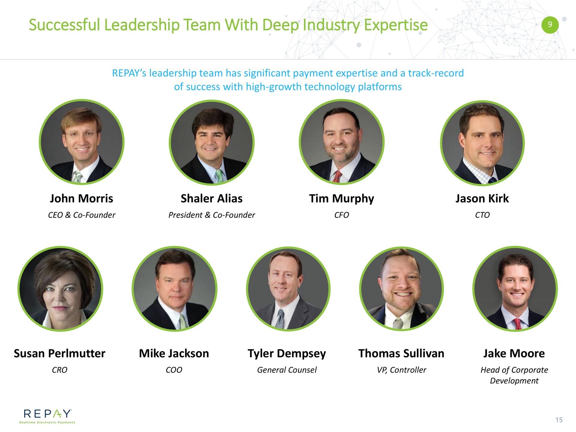 successful leadership team with deep industry a | Repay