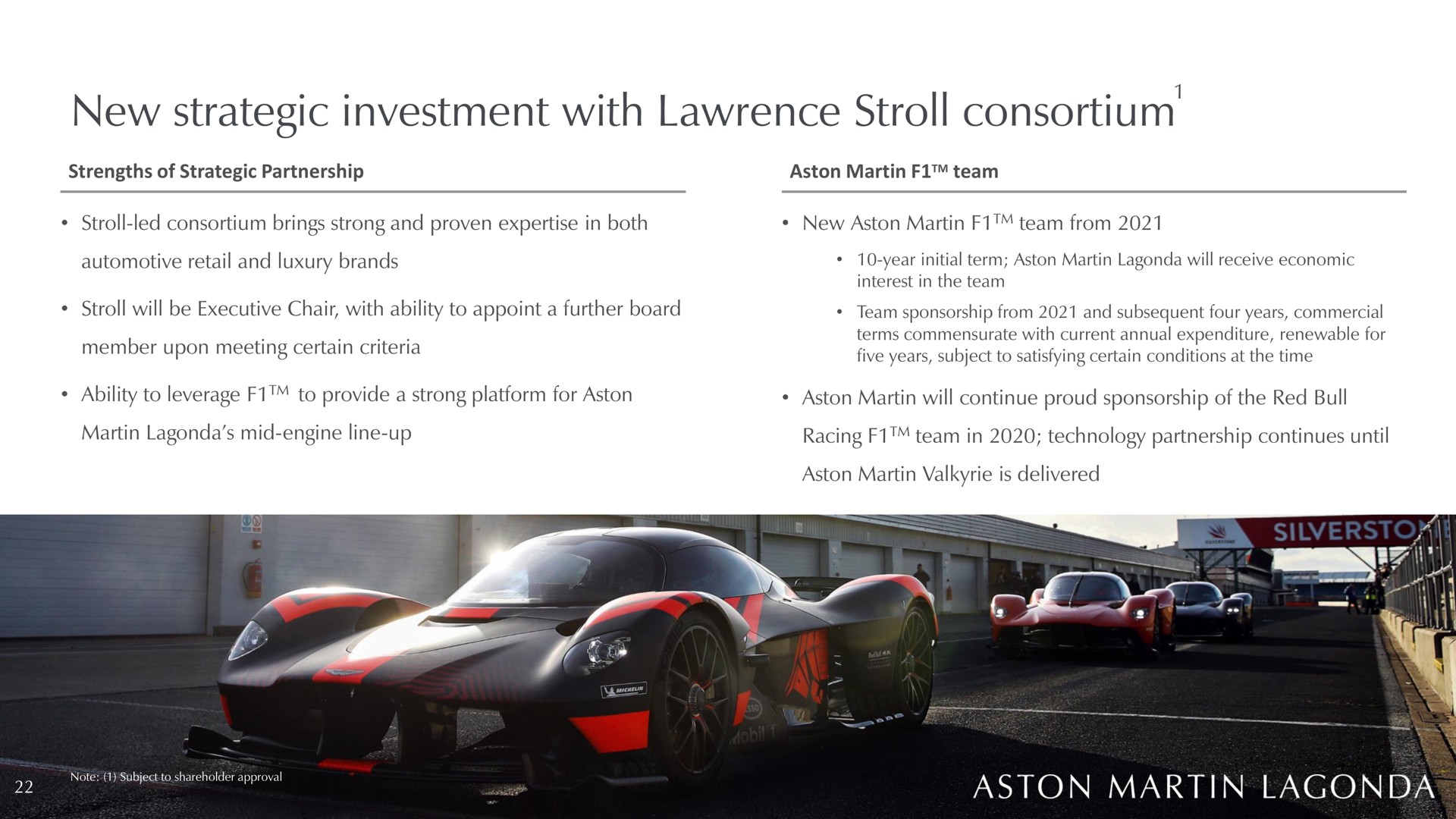 new strategic investment with stroll consortium | Aston Martin Lagonda