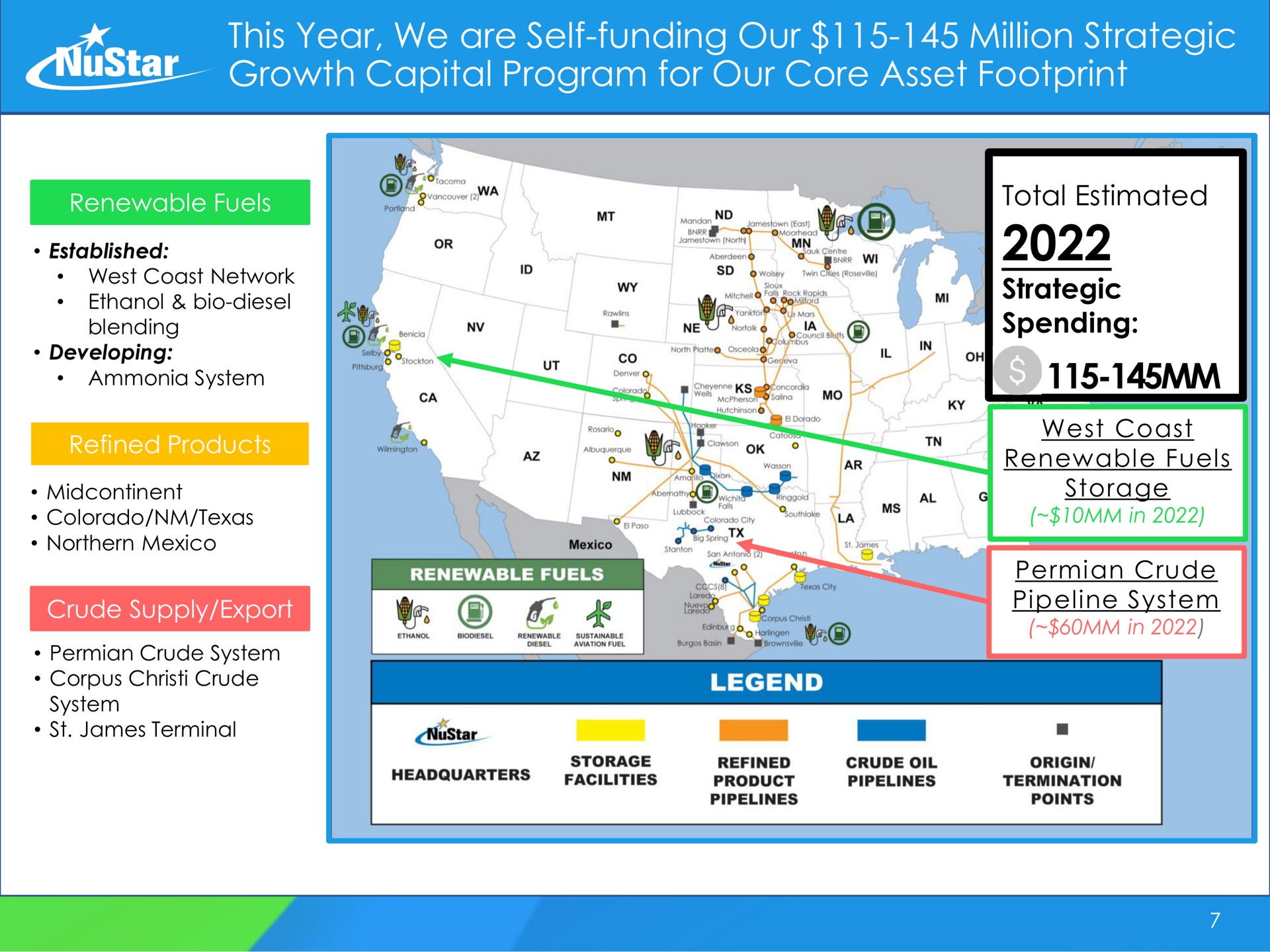 this year we are self funding our million strategic growth capital program for our core asset footprint | NuStar Energy