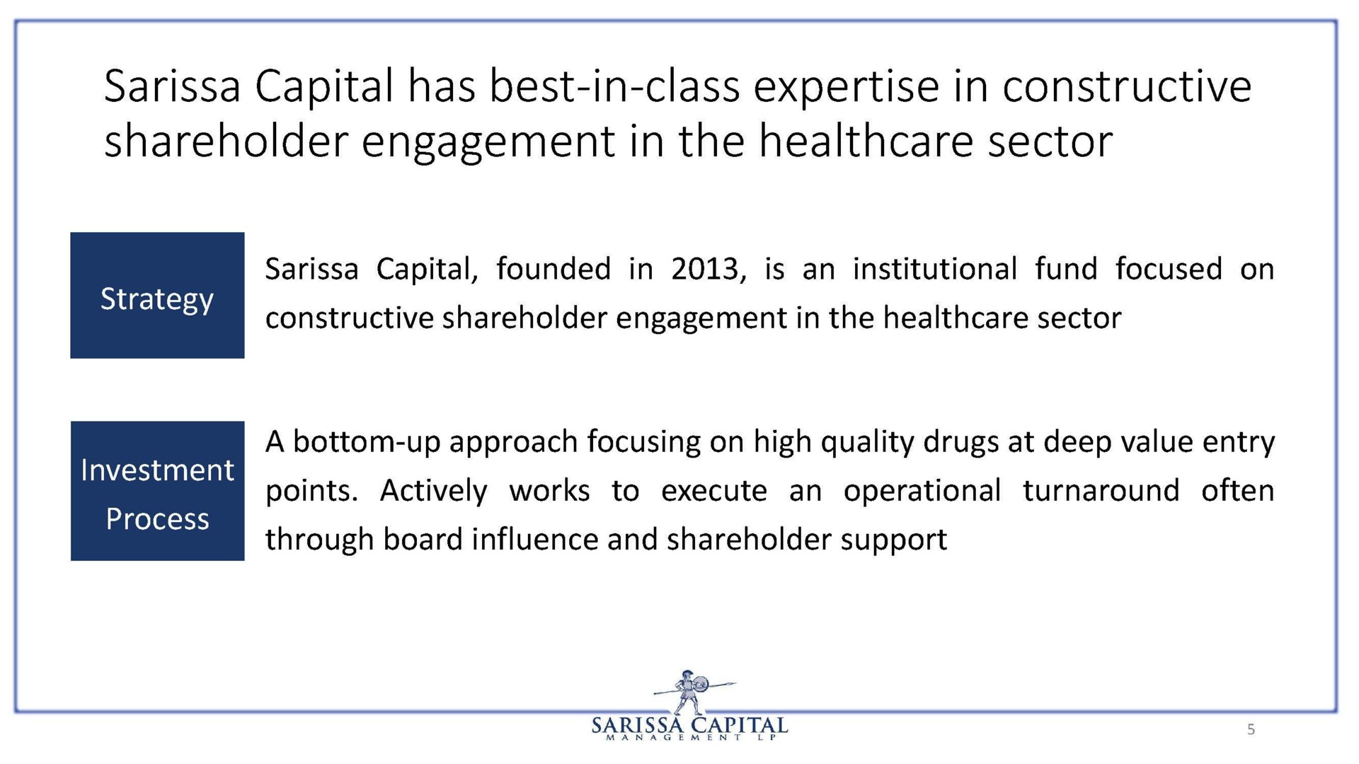 capital has best in class in constructive shareholder engagement in the sector | Sarissa Capital