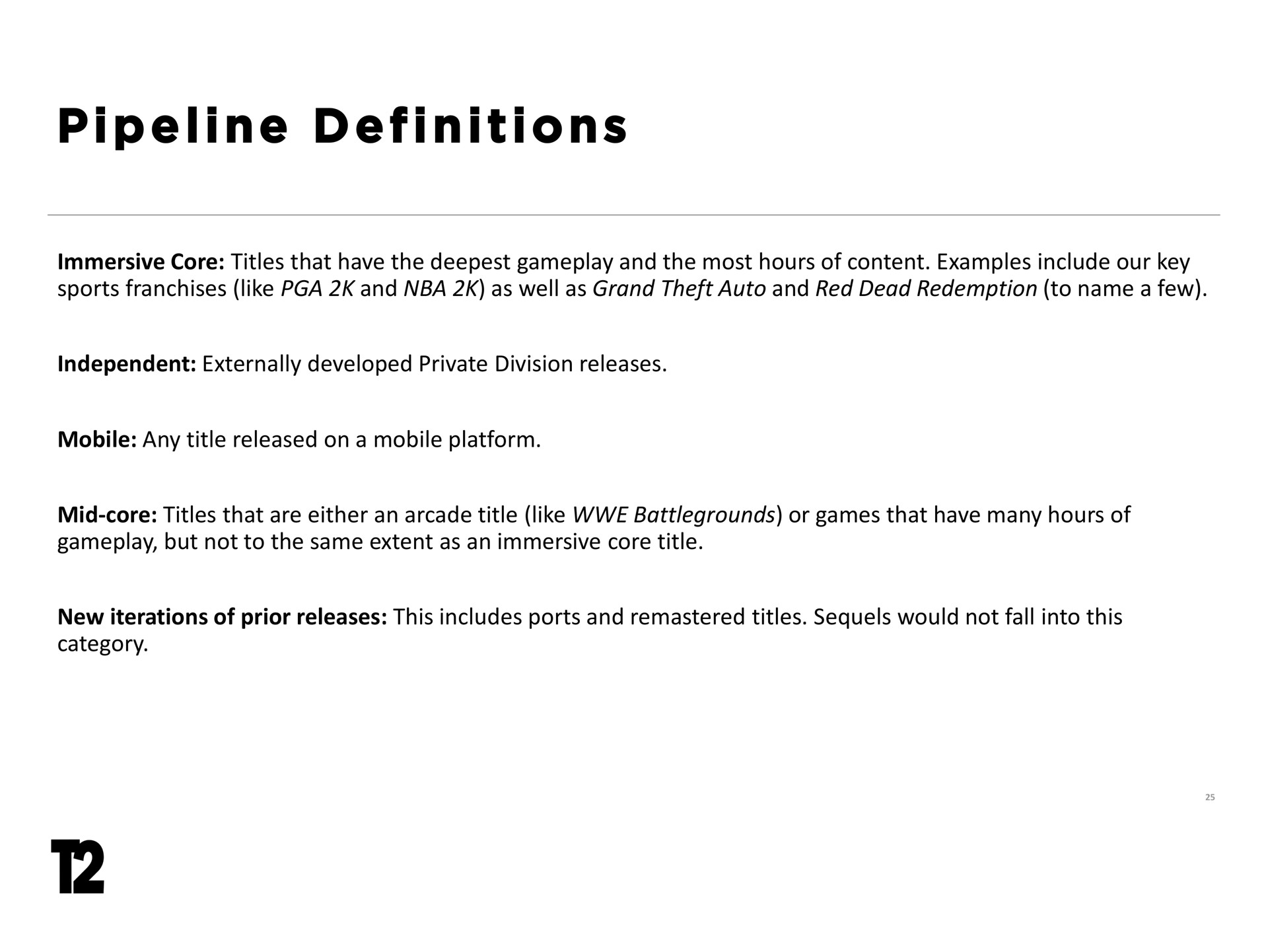 i i i i i pipeline definitions | Take-Two Interactive