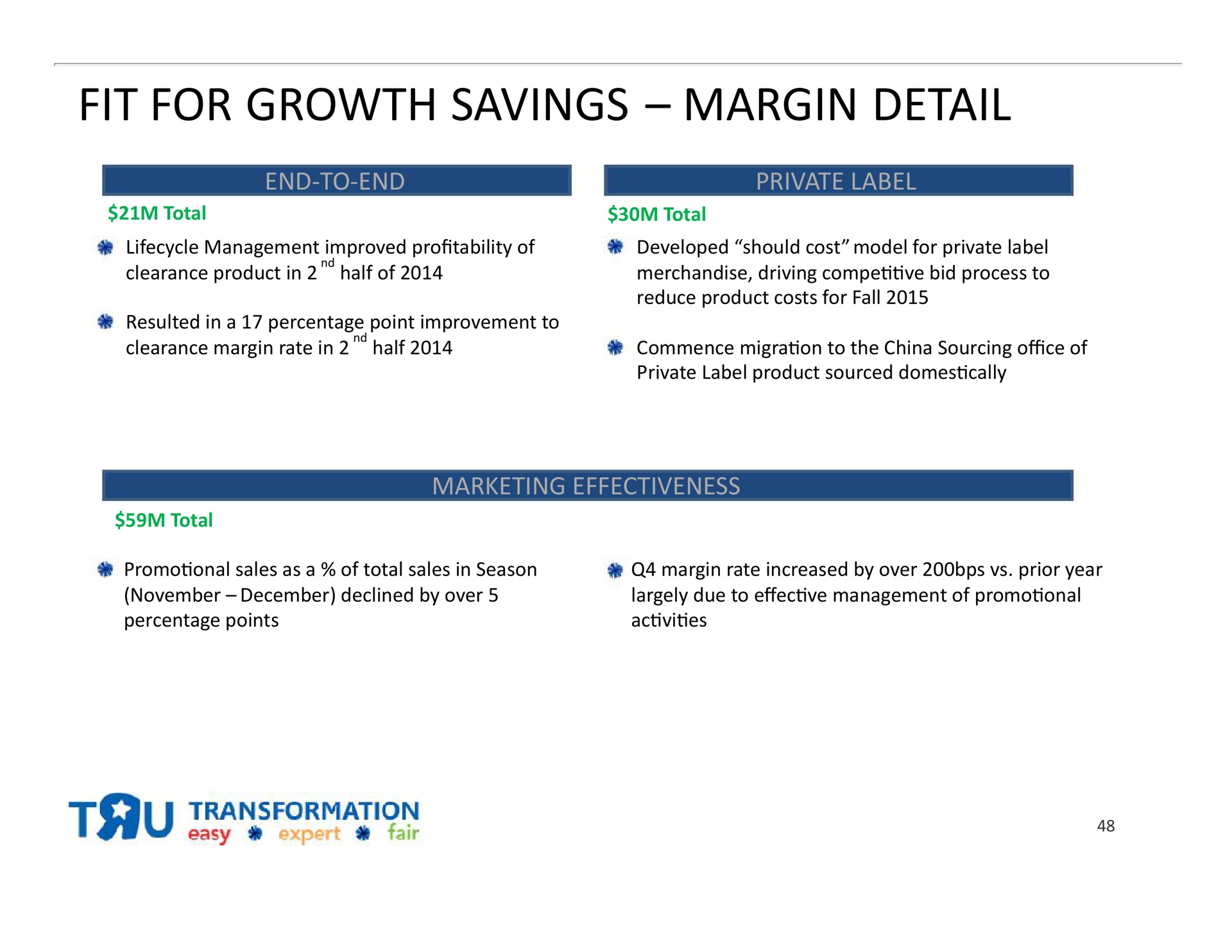 fit for growth savings margin detail | Toys R Us