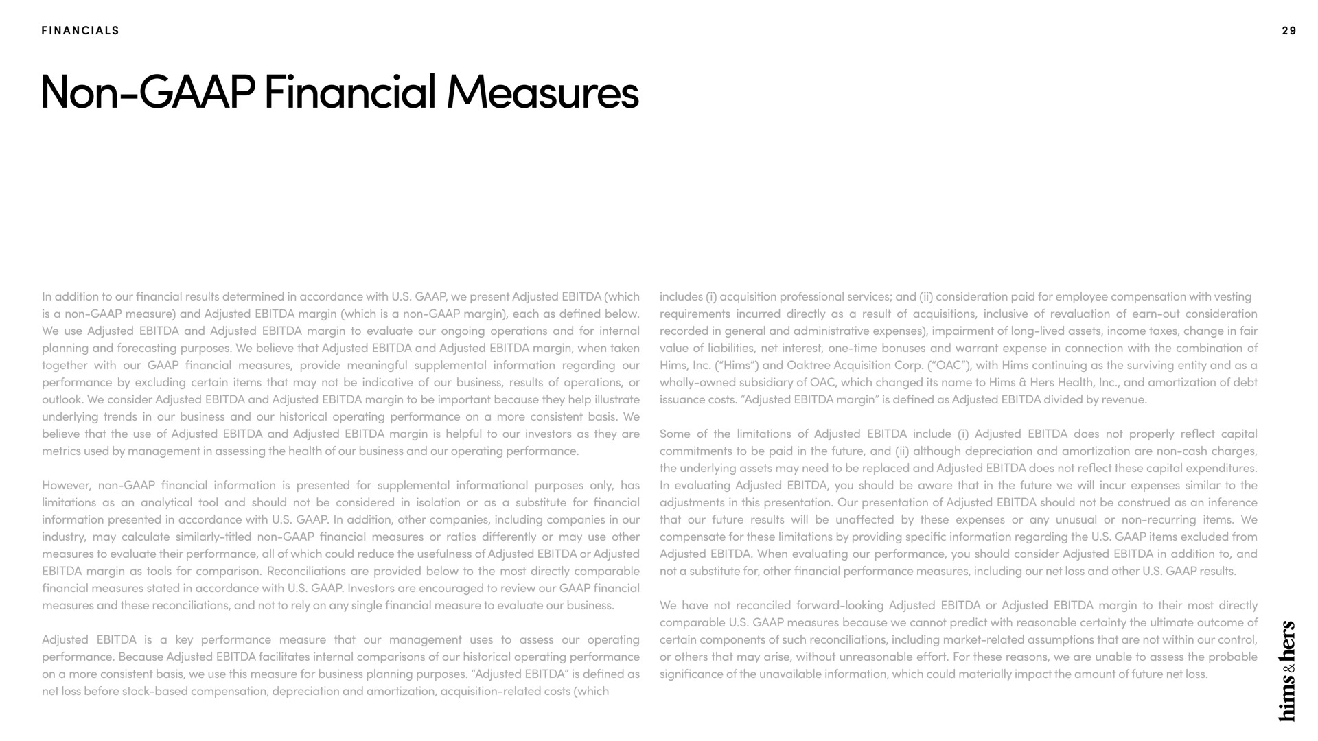 non financial measures | Hims & Hers
