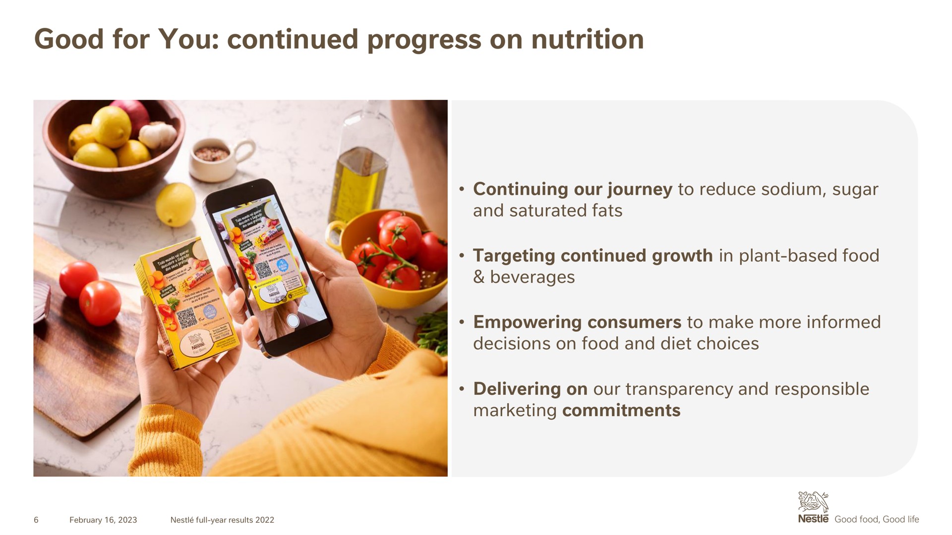 good for you continued progress on nutrition | Nestle