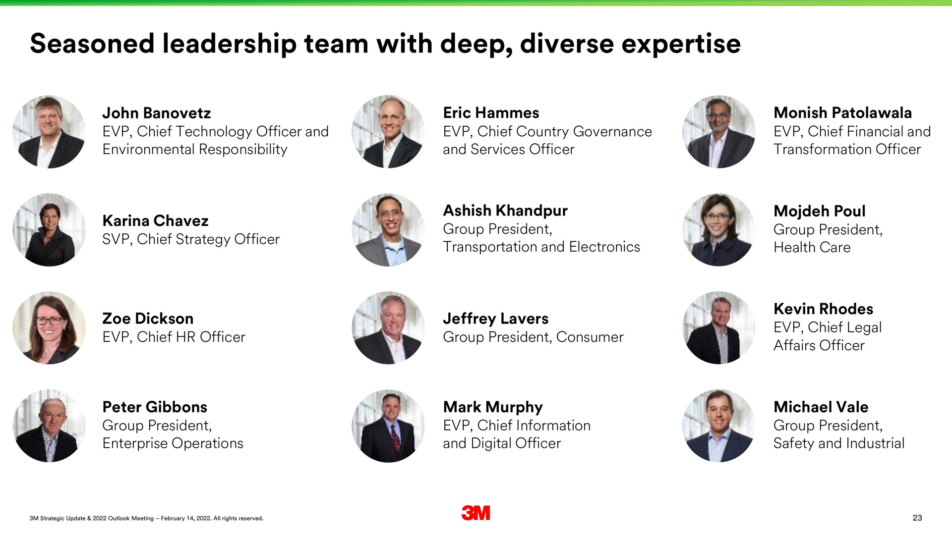 seasoned leadership team with deep diverse | 3M