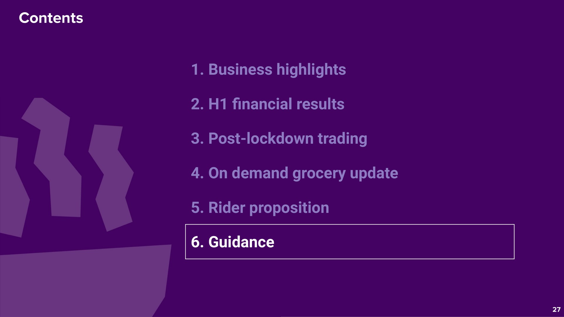 contents business highlights results post trading on demand grocery update rider proposition guidance yam wee | Deliveroo
