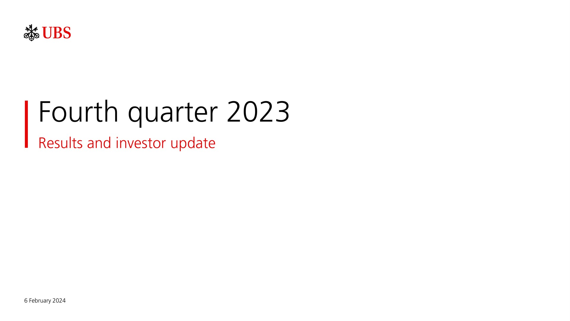 fourth quarter results and investor update | UBS