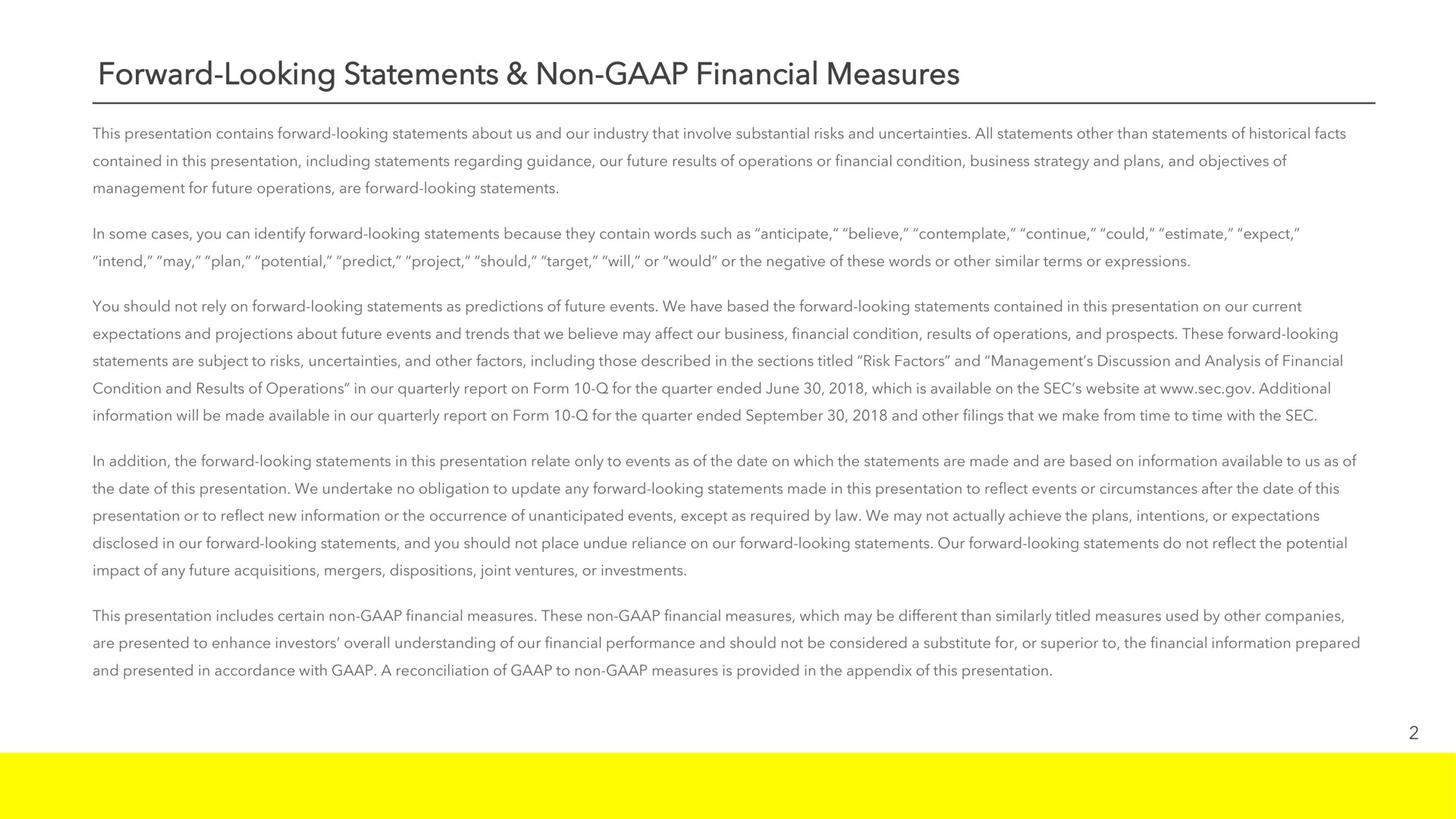 forward looking statements non financial measures forward looking statements non financial measures | Snap Inc