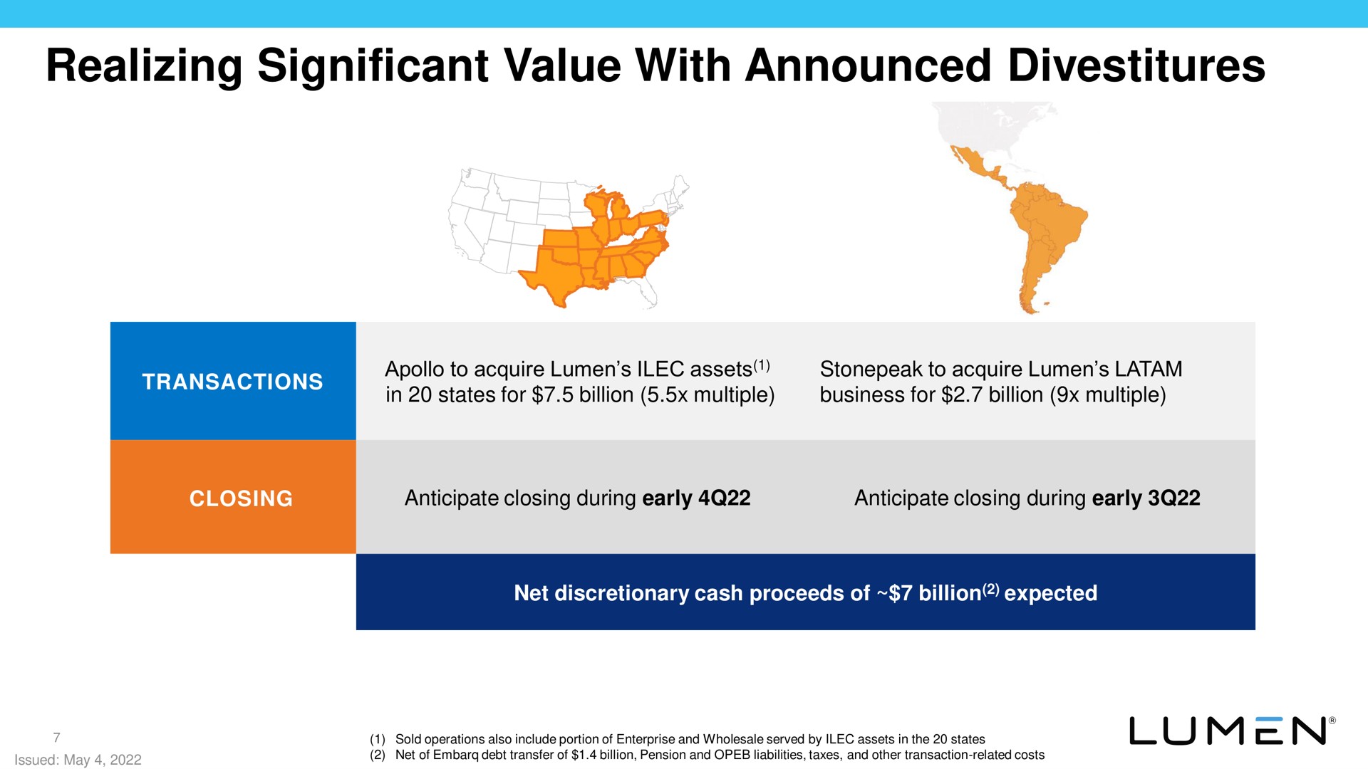 realizing significant value with announced divestitures | Lumen