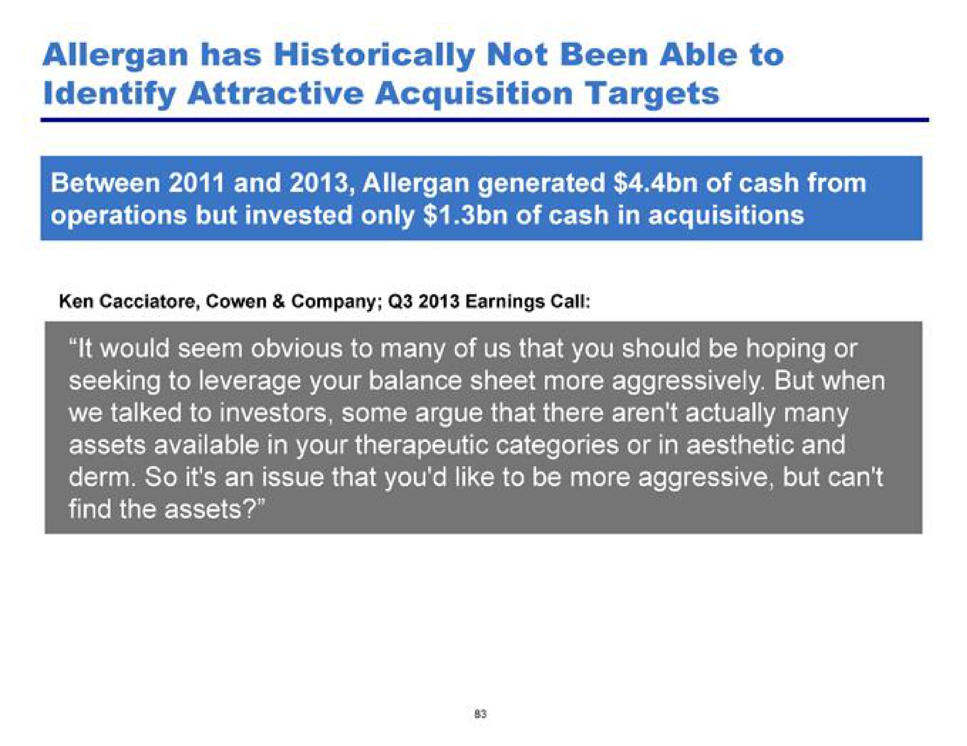 has historically not been able to identify attractive acquisition targets | Pershing Square