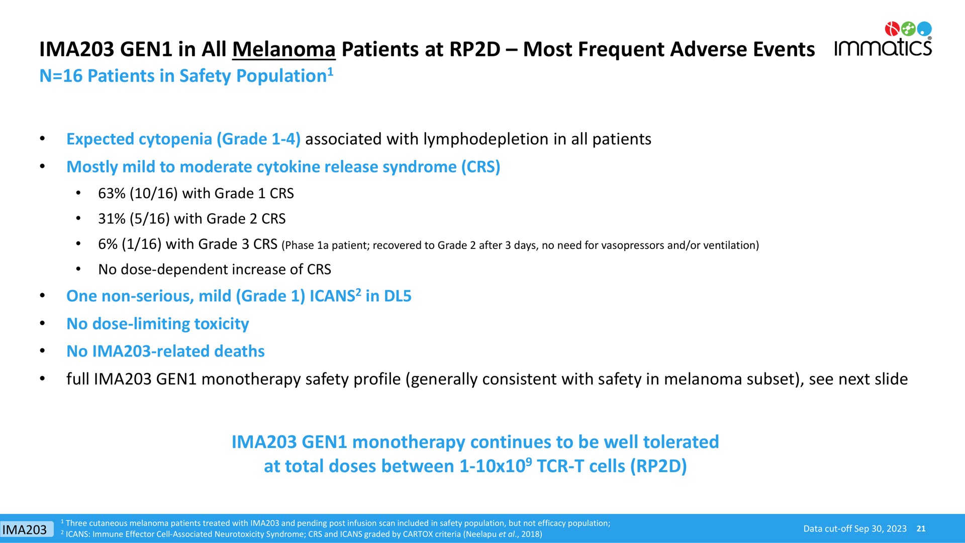 gen in all melanoma patients at most frequent adverse events so | Immatics