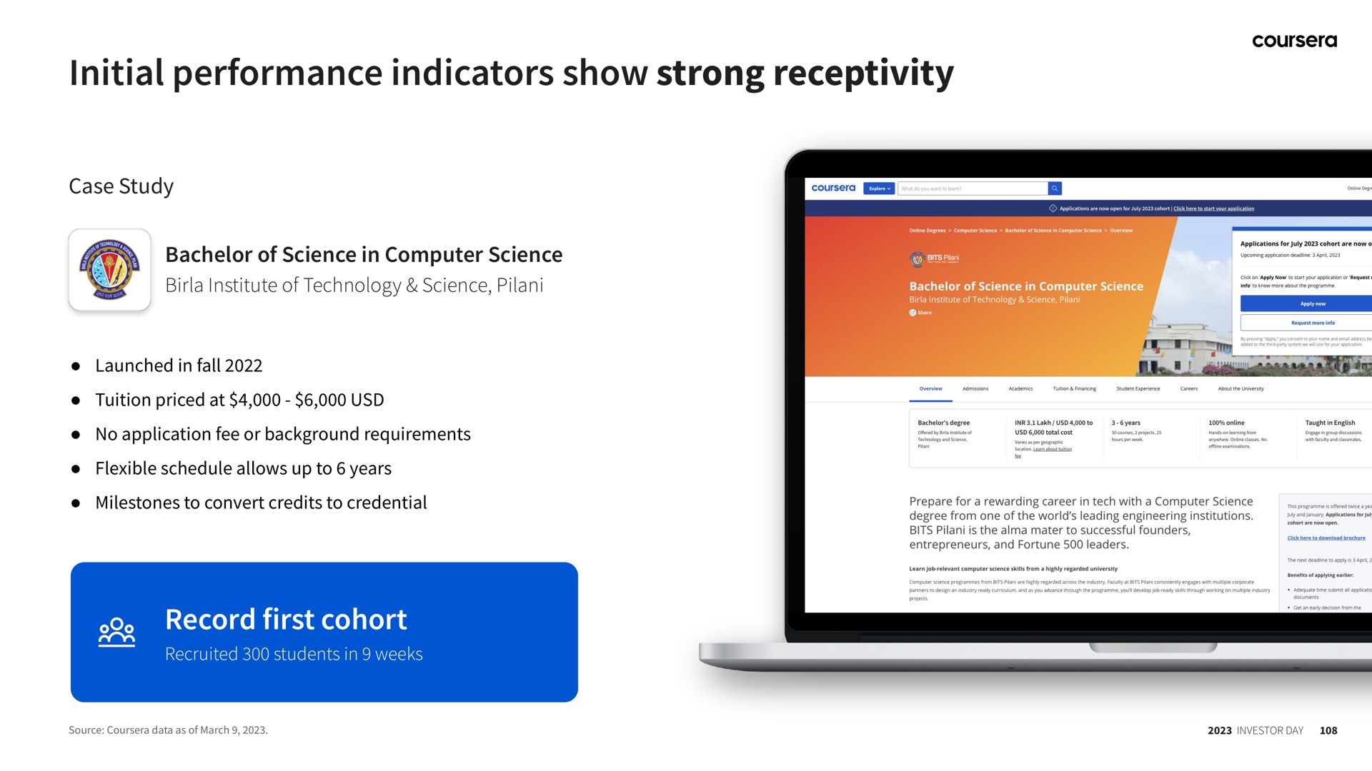 initial performance indicators show strong receptivity record first cohort | Coursera