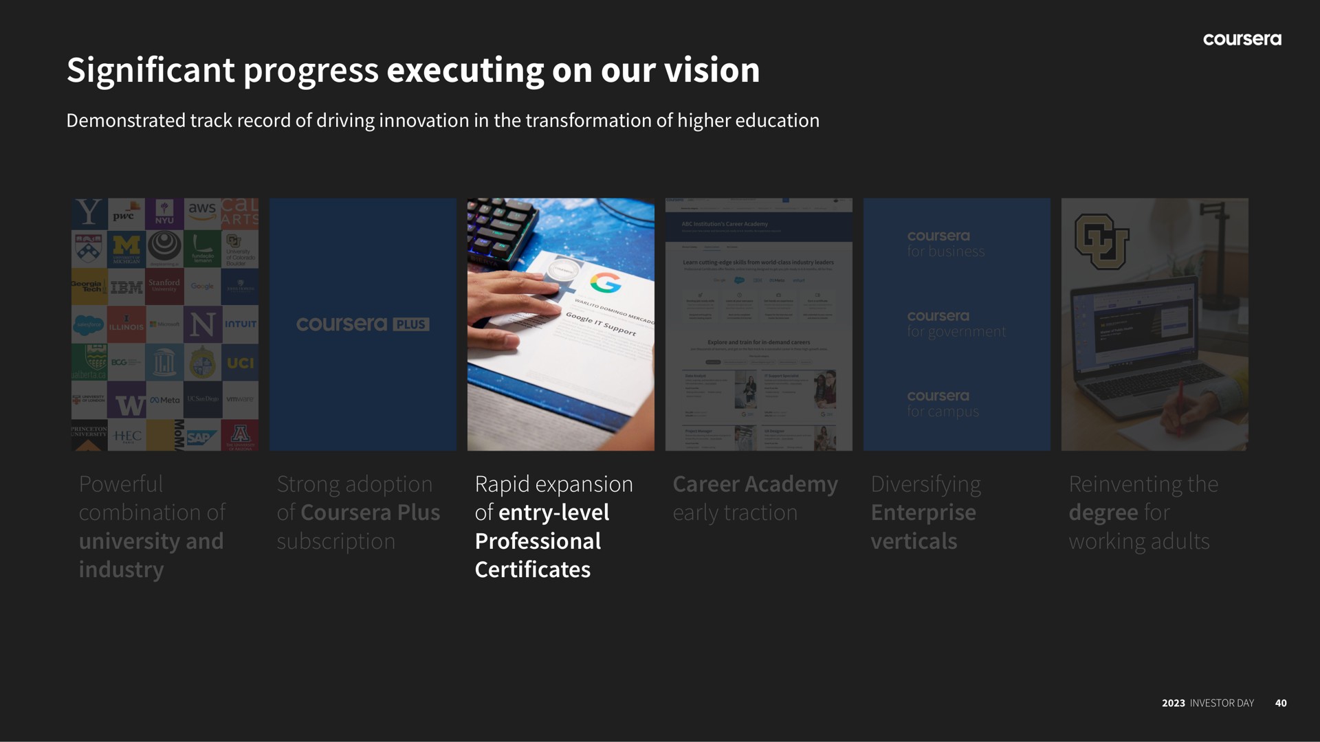 significant progress executing on our vision | Coursera