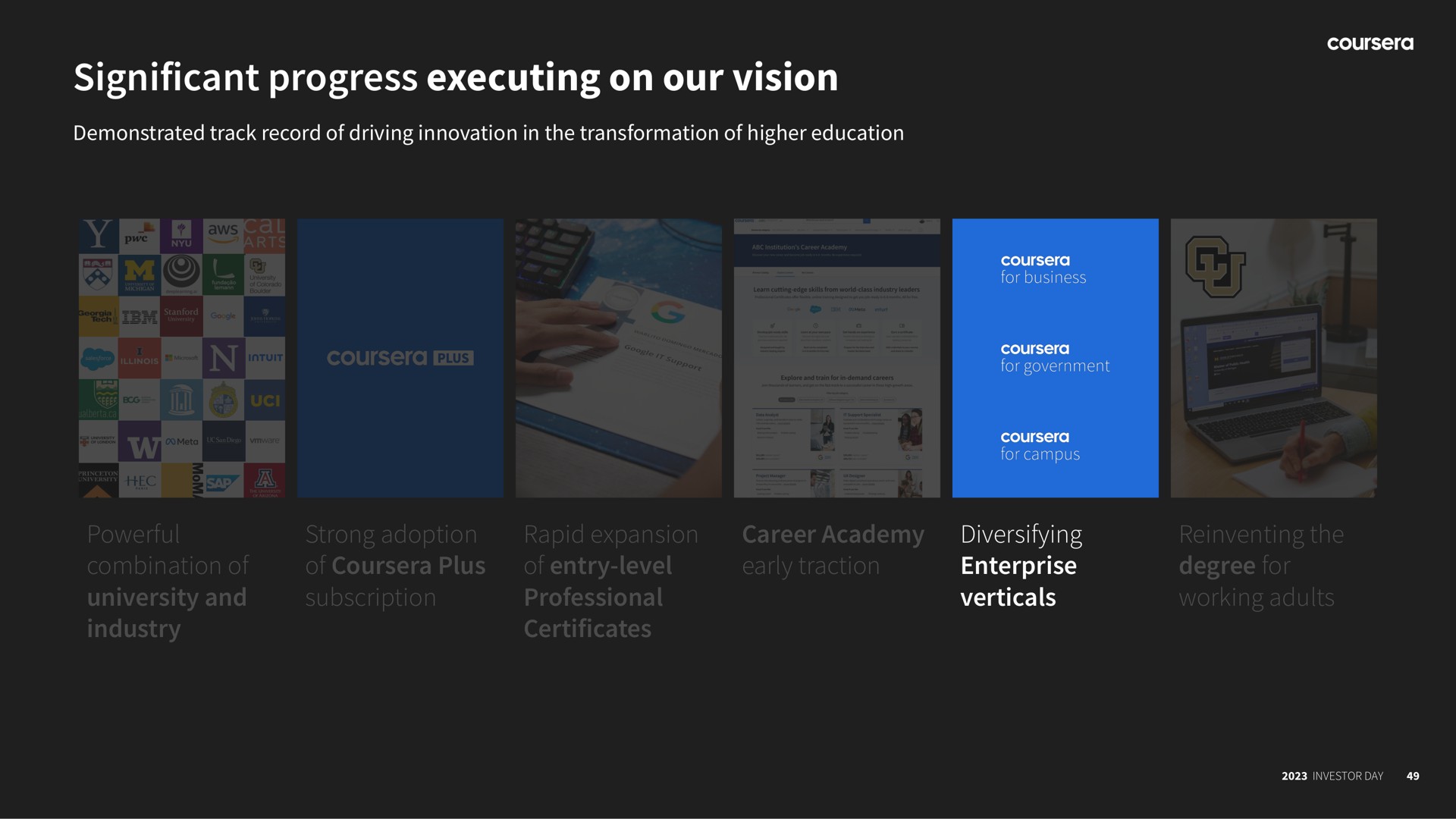 significant progress executing on our vision | Coursera