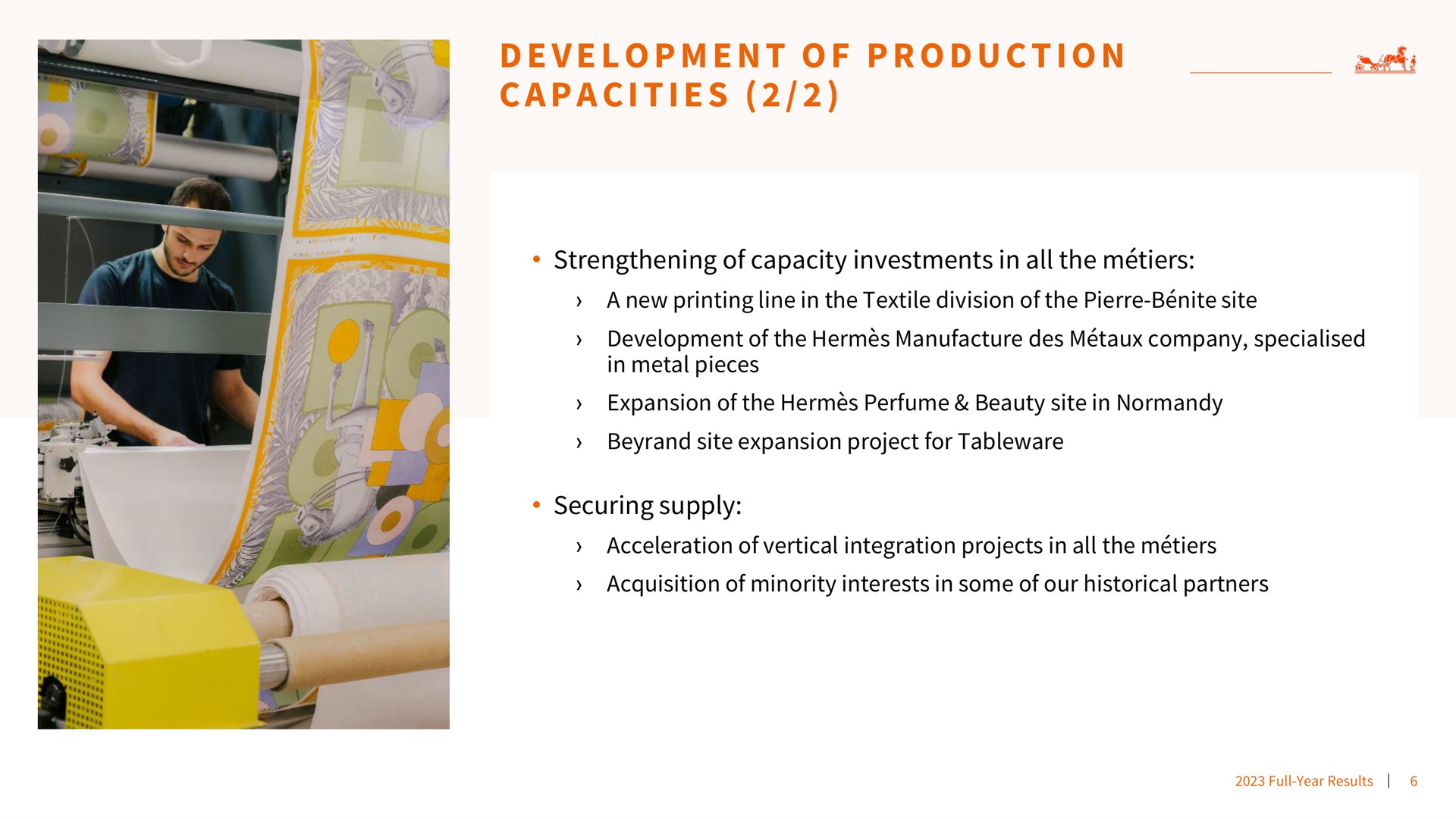 i a a i i development of production capacities | Hermes