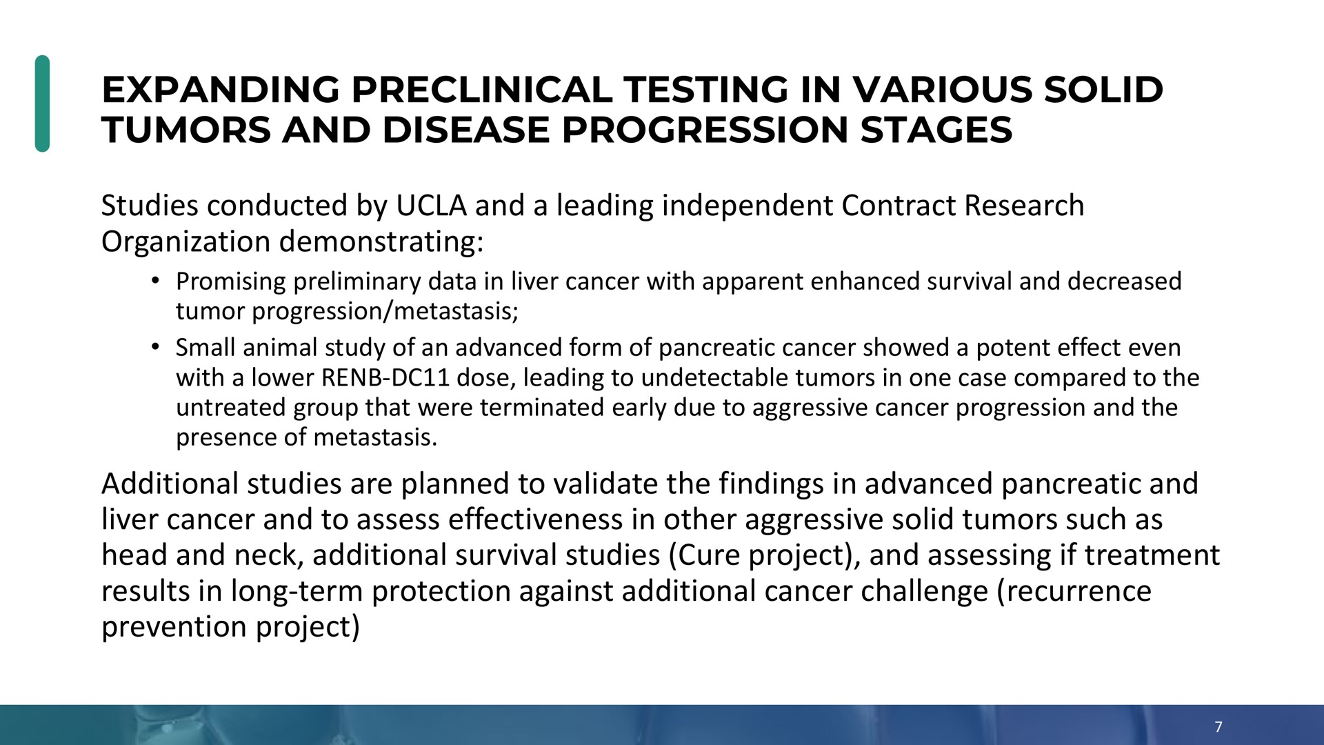 expanding preclinical testing in various solid tumors and disease progression stages | Enochian Biosciences
