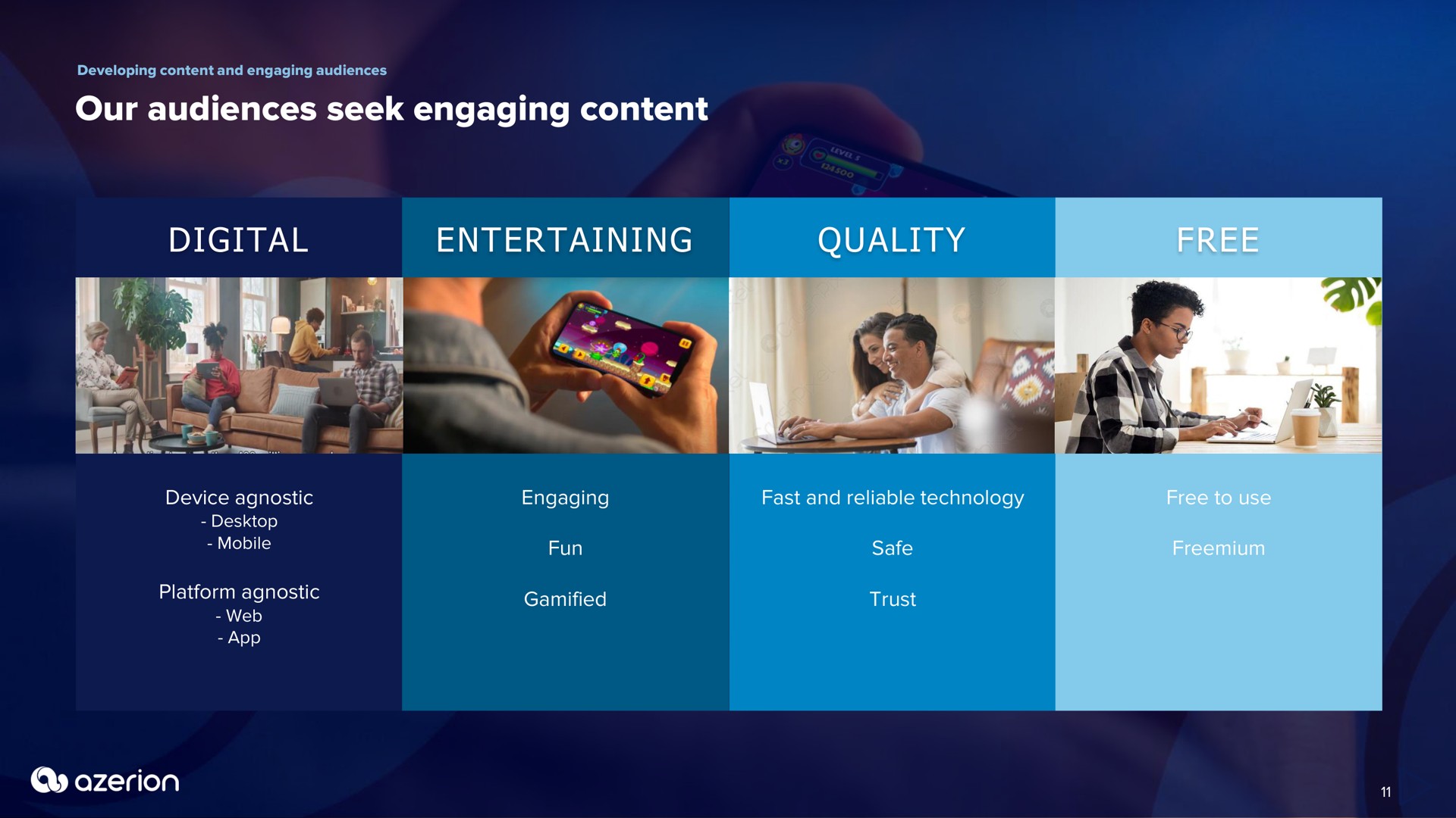 our audiences seek engaging content digital entertaining quality free a | Azerion