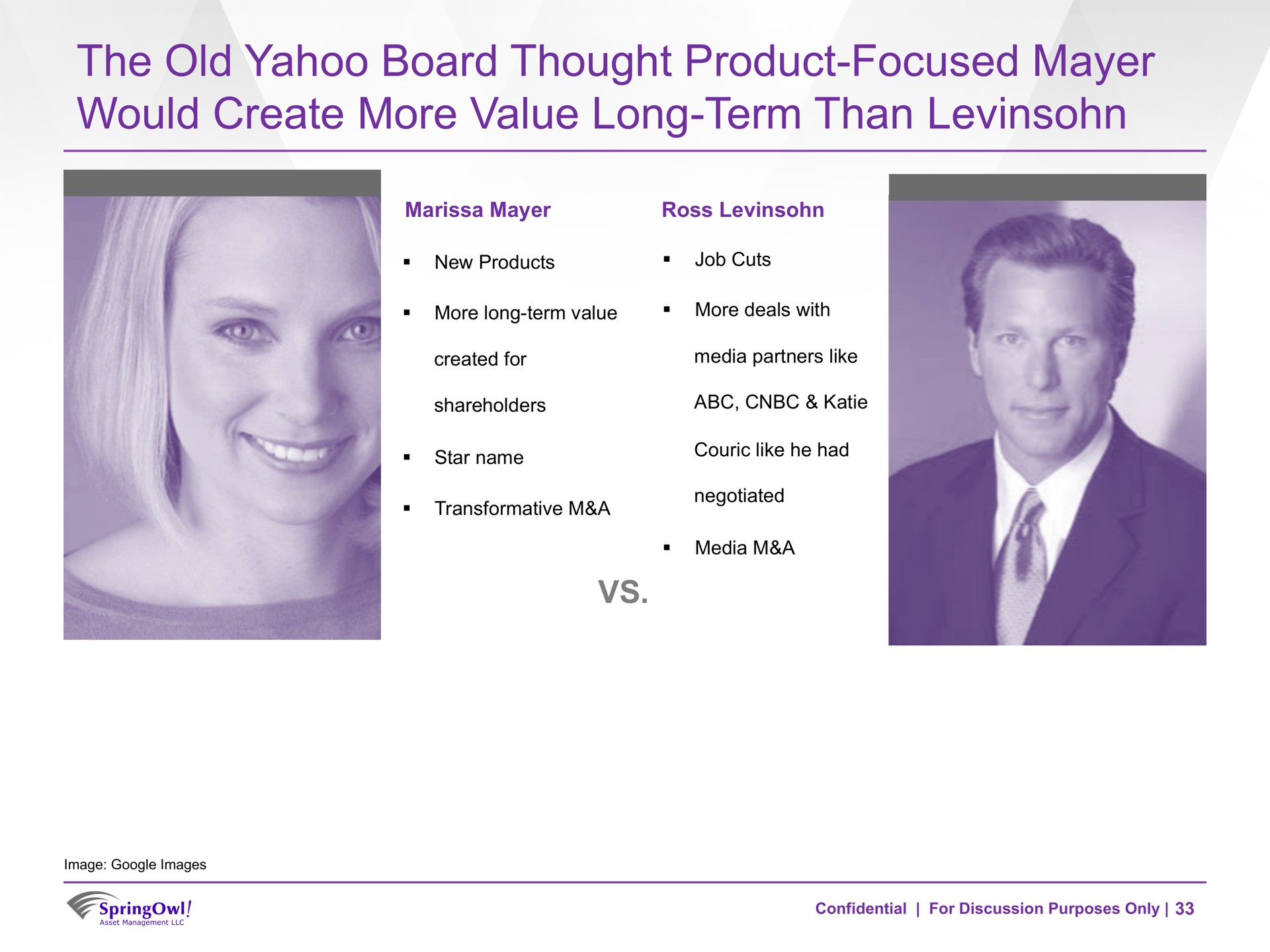 the old yahoo board thought product focused would create more value long term than | SpringOwl