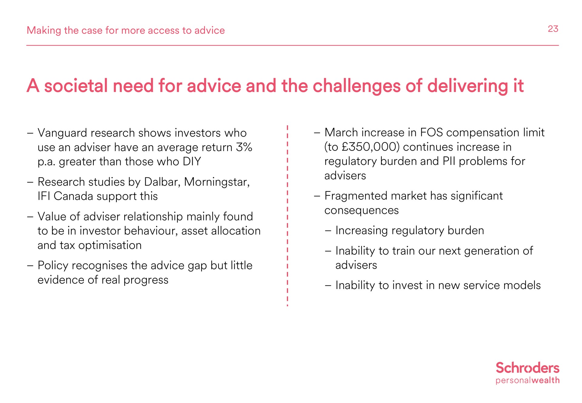 a societal need for advice and the challenges of delivering it | Schroders