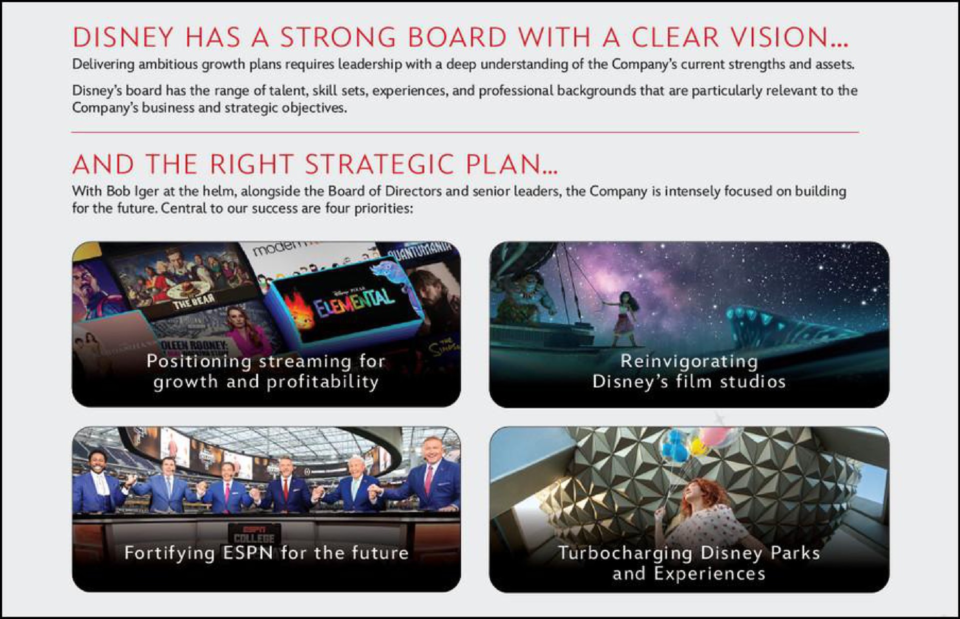 has a strong board with a clear vision and the right strategic plan | Disney