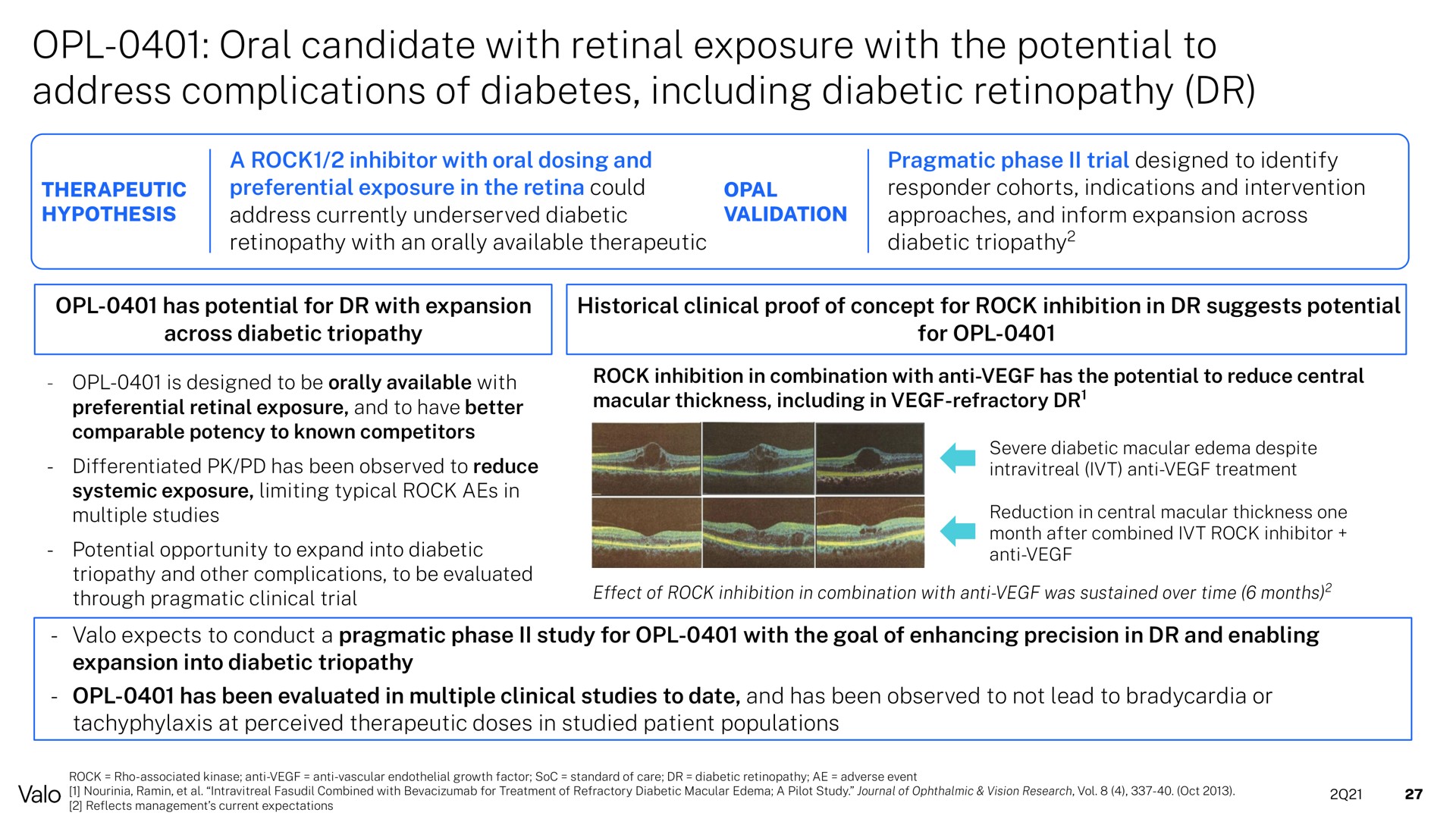 oral candidate with retinal exposure with the potential to address complications of diabetes including diabetic | Valo