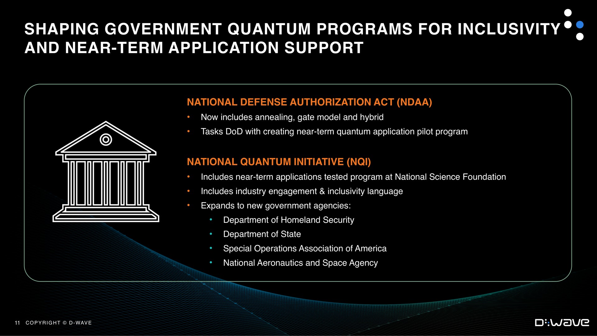 shaping government quantum programs for and near term application support | D-Wave